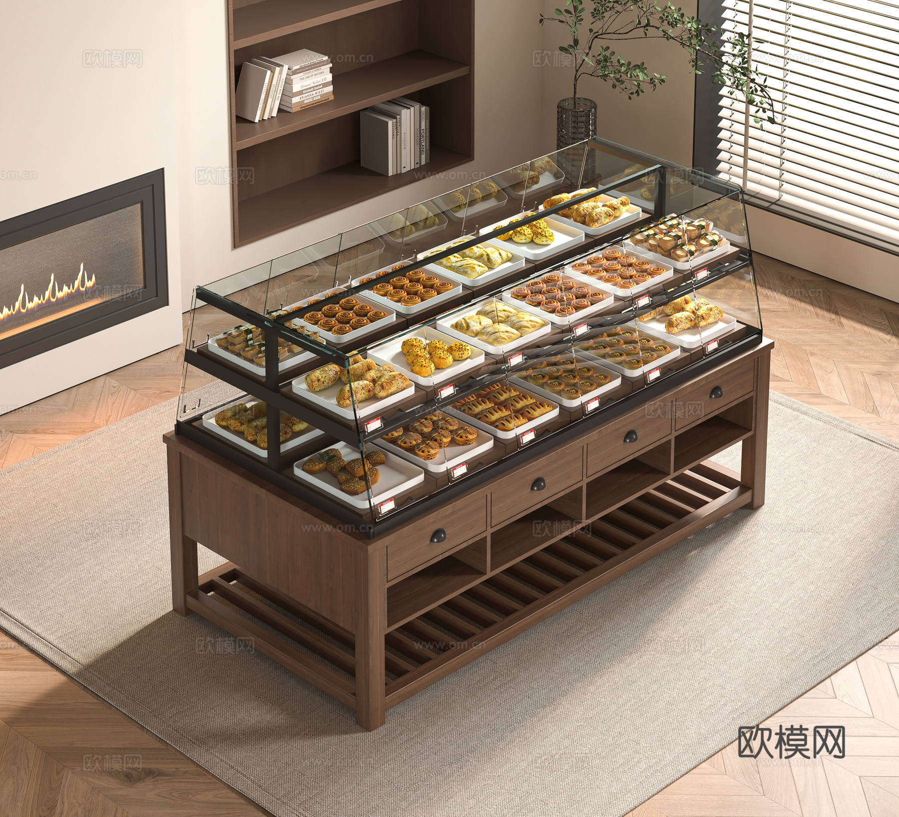 现代面包展示架3d模型
