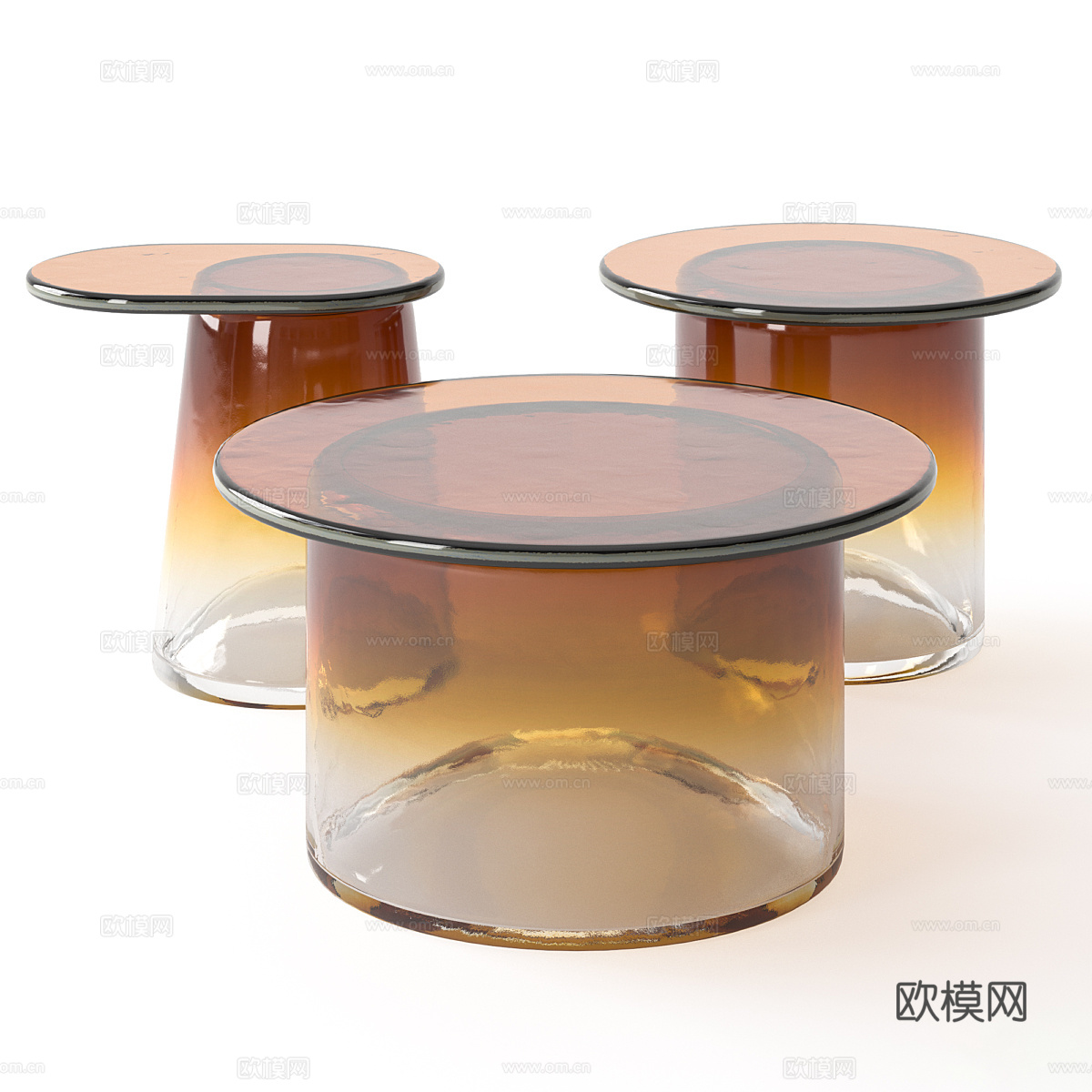 现代意式极简玻璃茶几3d模型