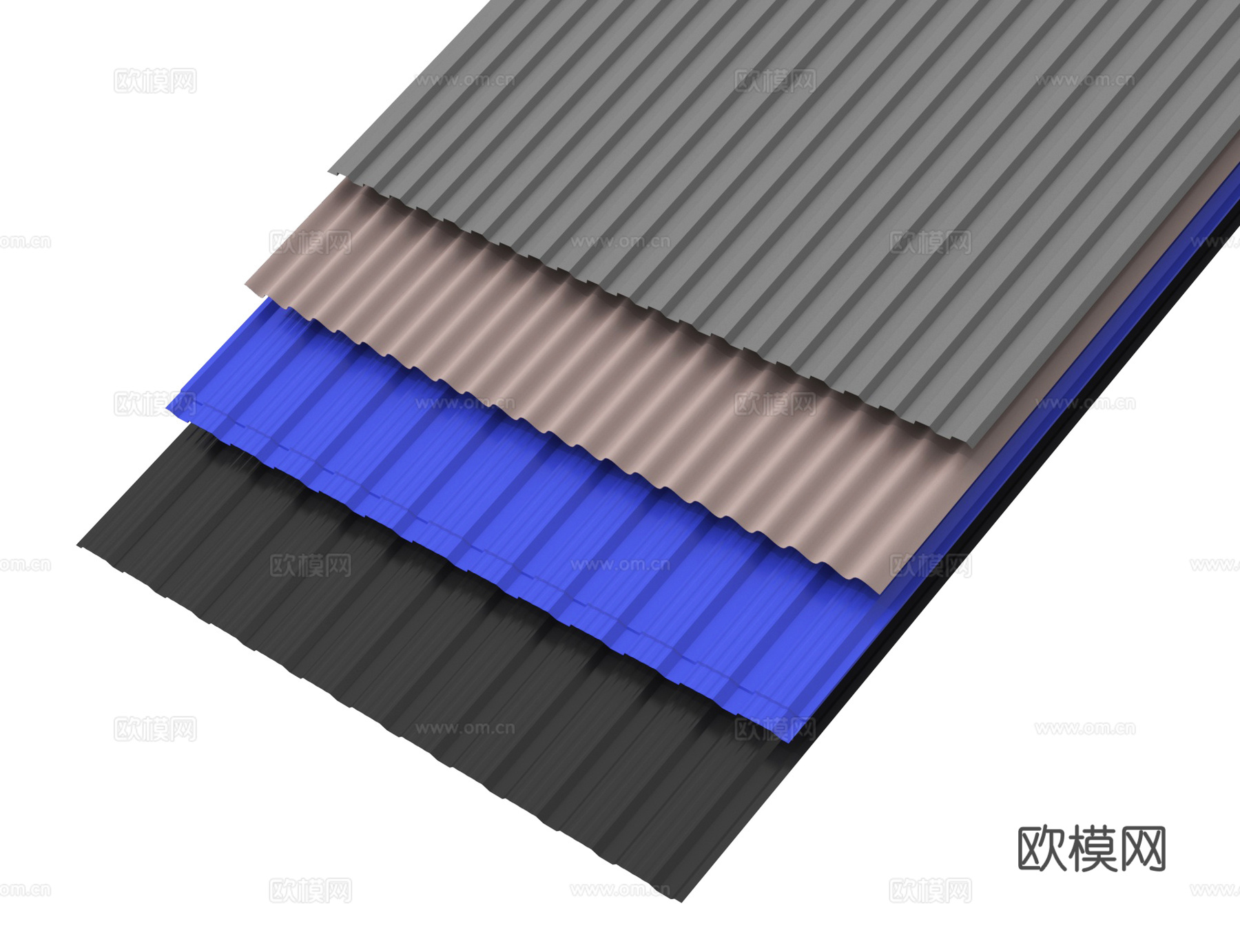彩钢瓦 铁皮瓦 铁板瓦 雨棚 彩钢板su模型