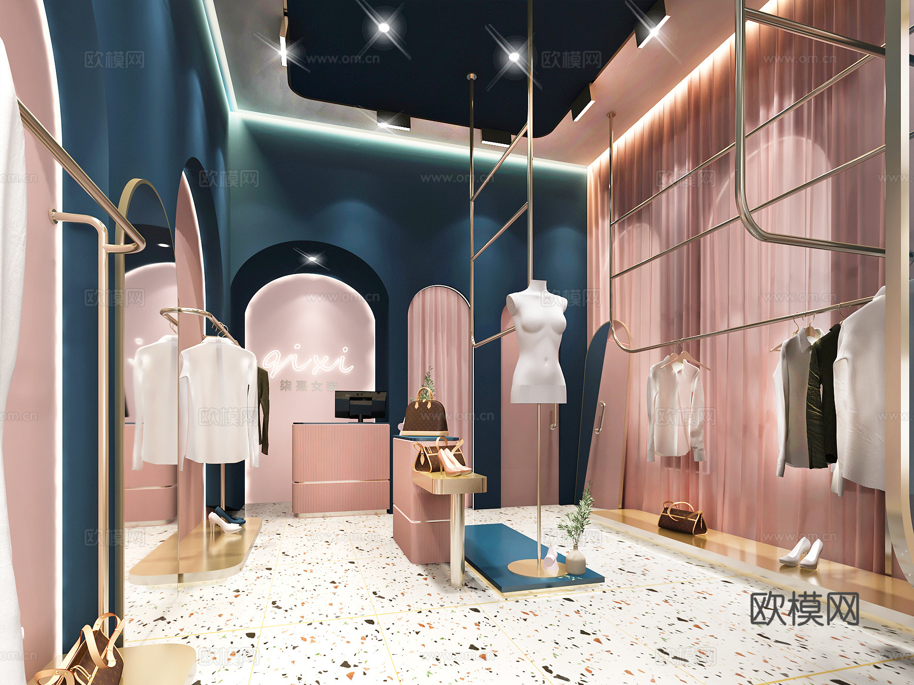 简欧服装店3d模型