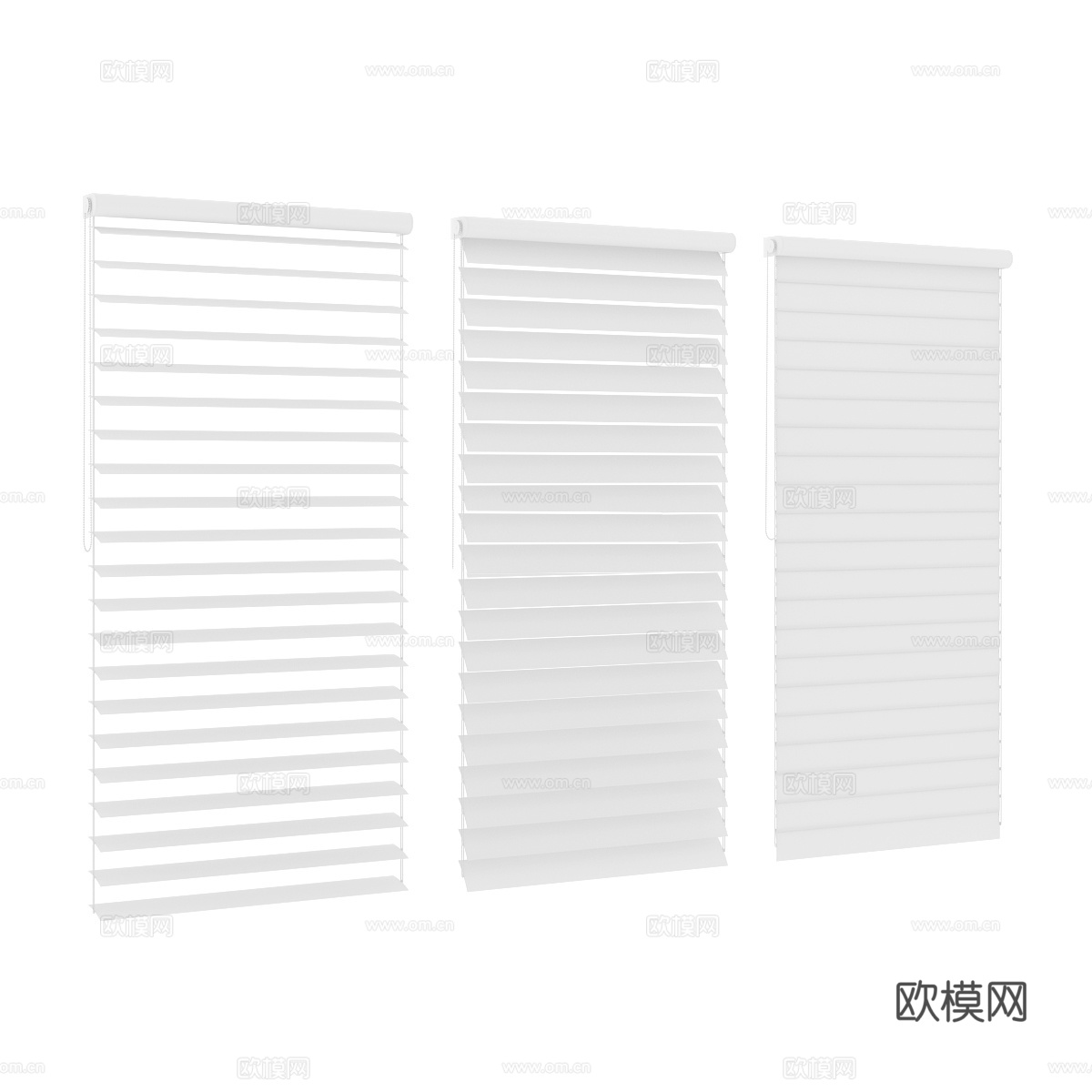 现代窗帘 百叶帘 布帘 卷帘 厨卫 卧室 书房帘组合3d模型