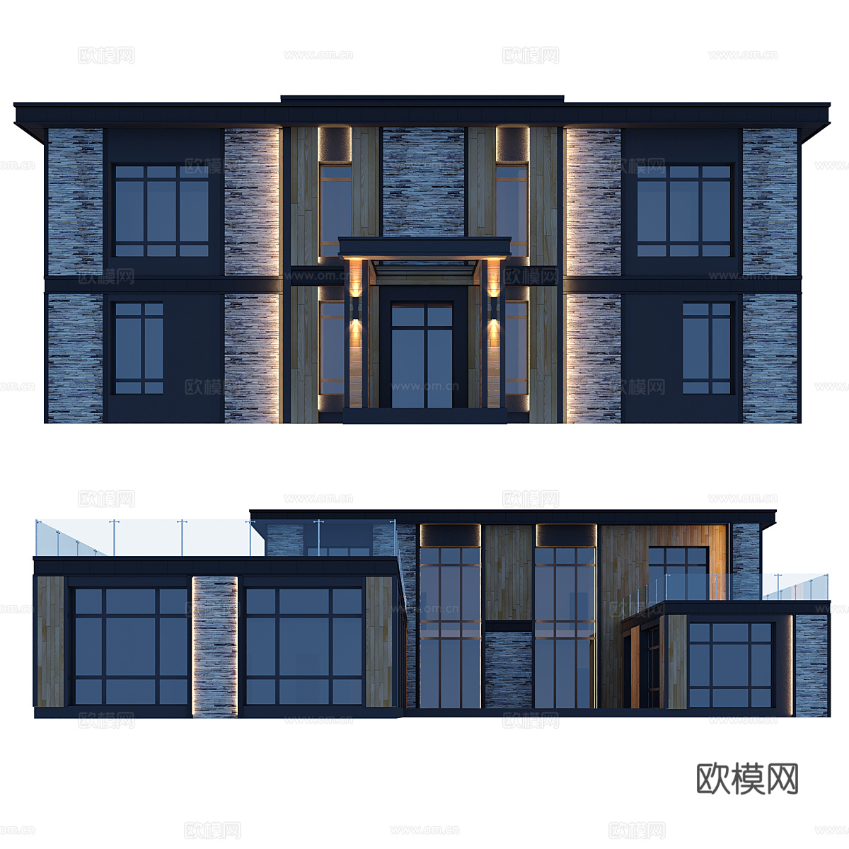 现代意式别墅外观3d模型