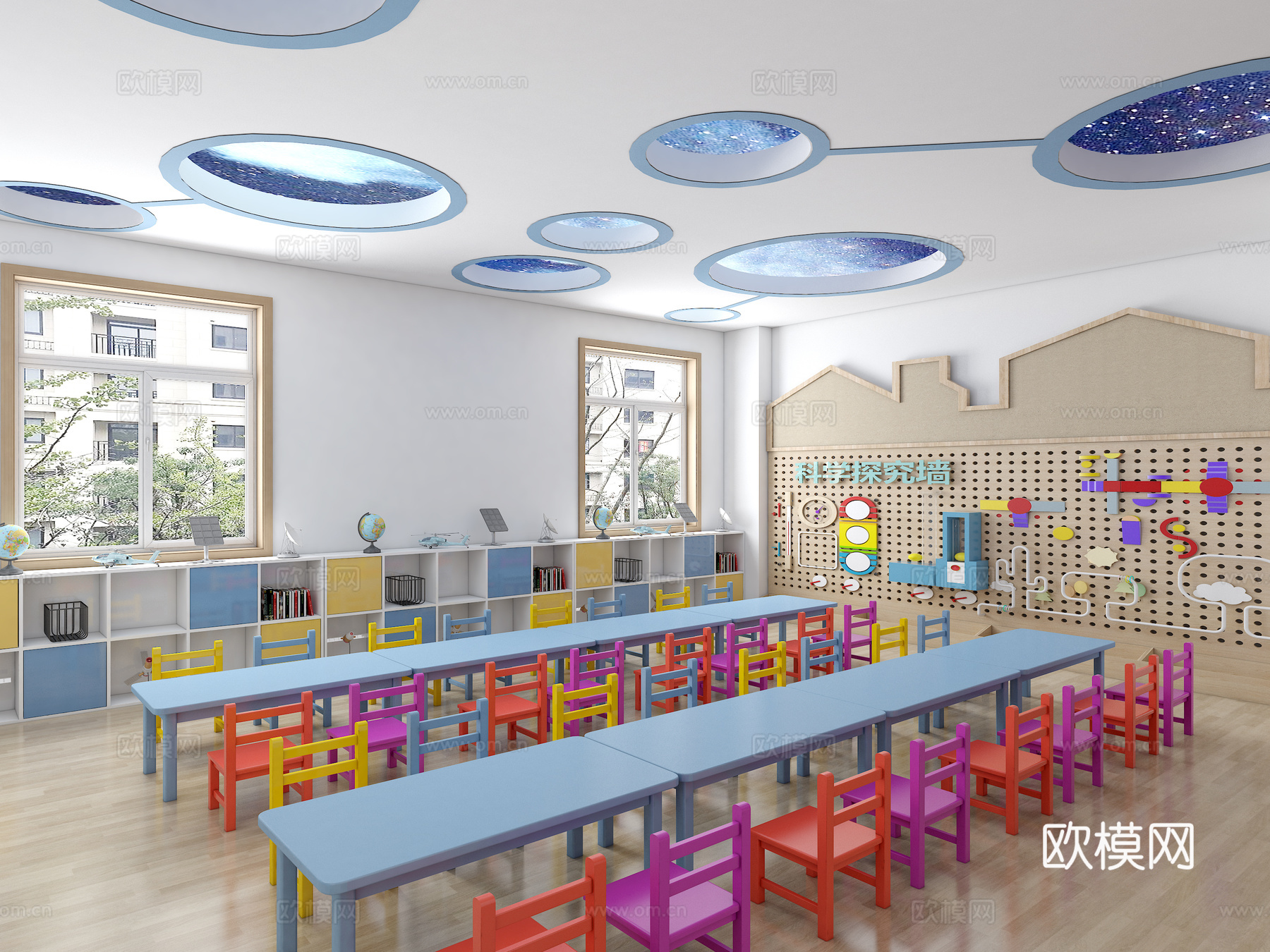 现代幼儿园 科学探究教室 幼儿园教室 创客教室 科探室su模型