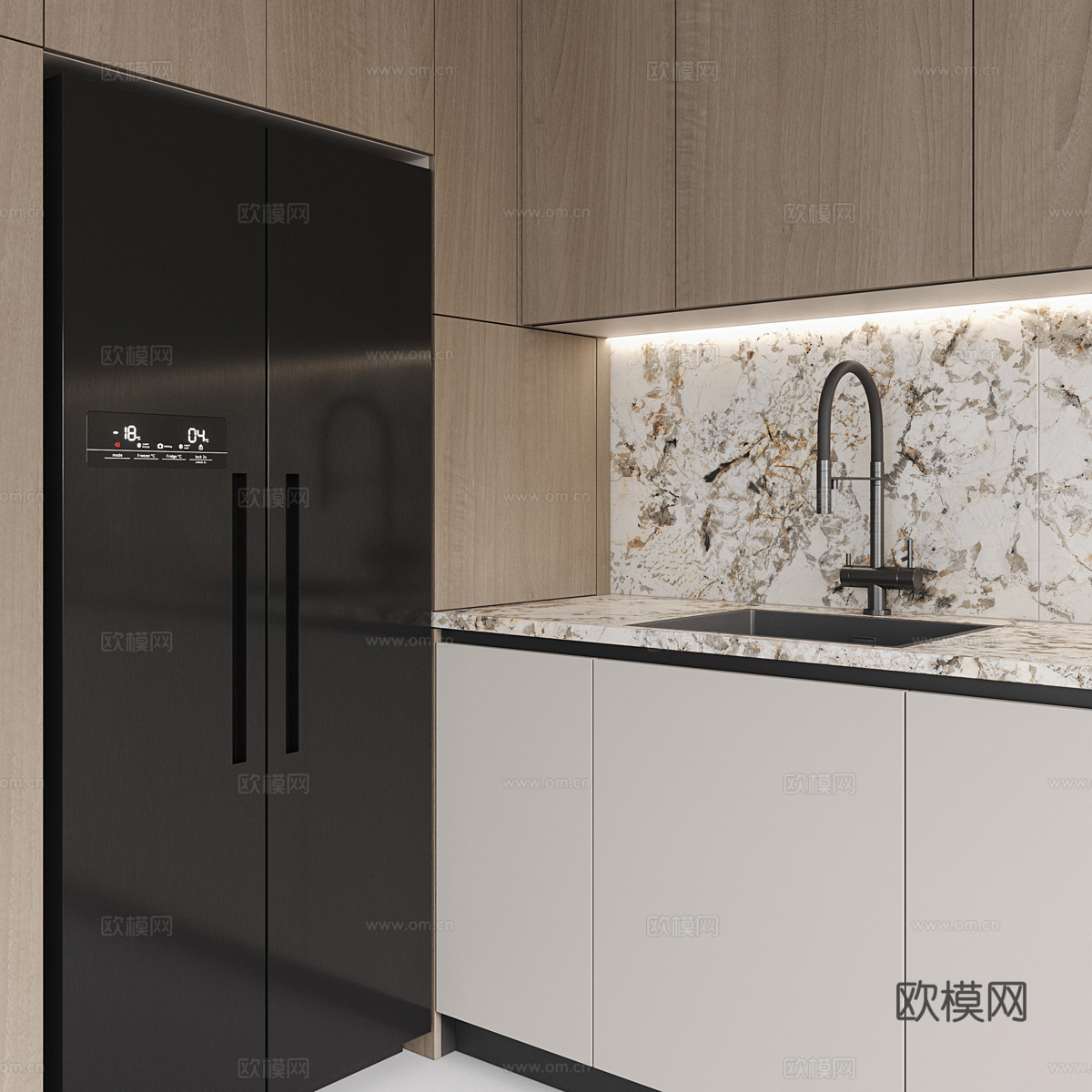 现代意式极简橱柜3d模型