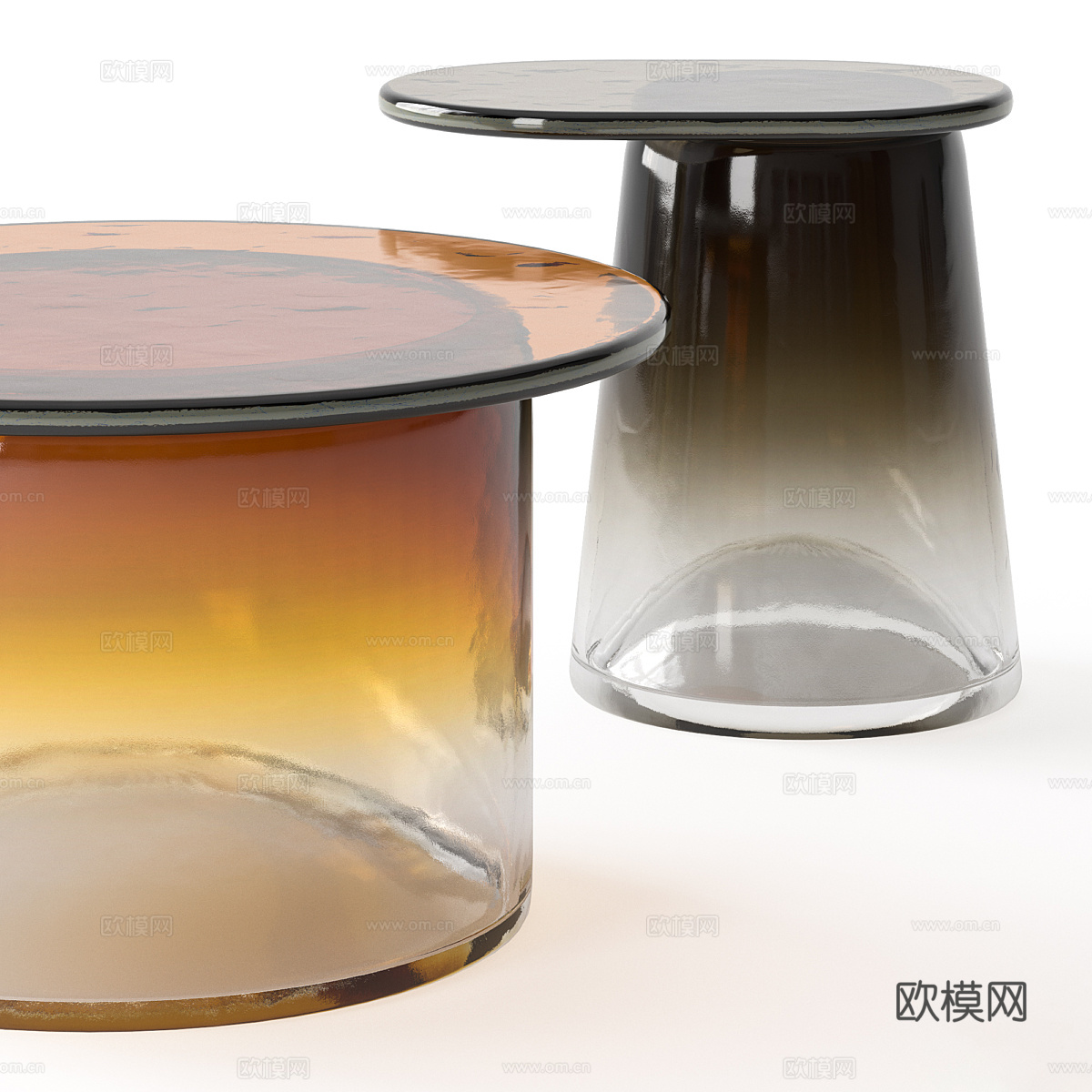 现代意式极简玻璃茶几3d模型