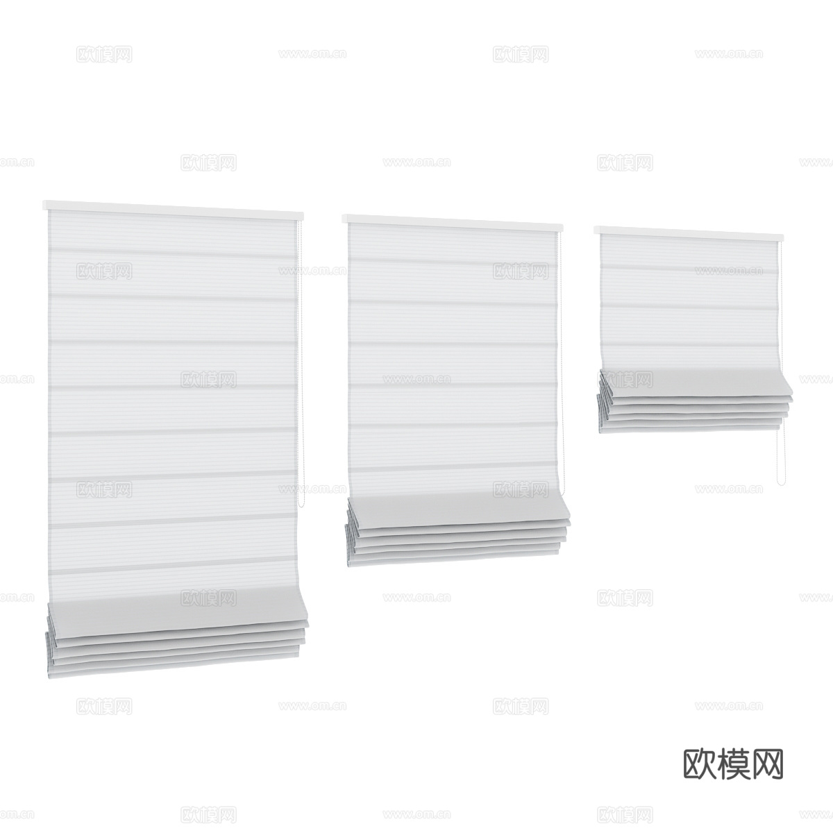 现代窗帘 布帘 卷帘 厨卫 卧室 书房帘组合3d模型