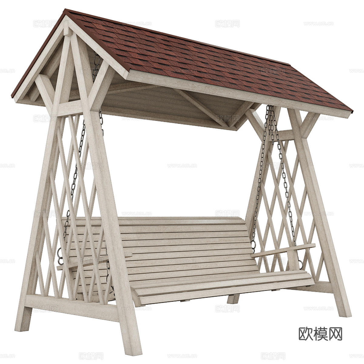 美式简约户外花园秋千椅3d模型