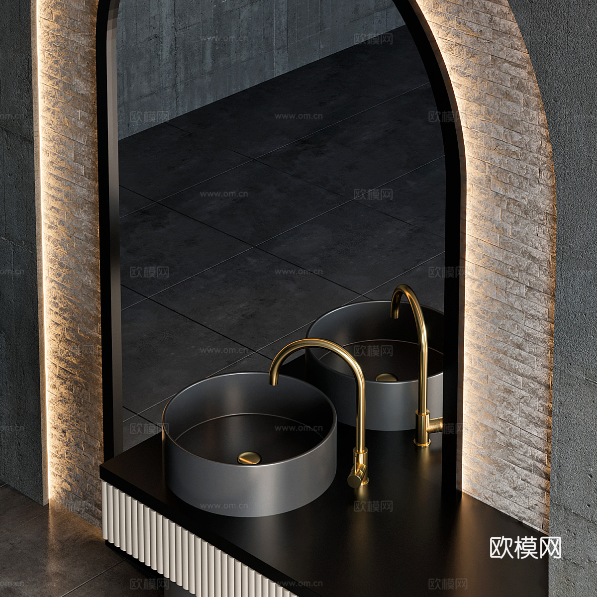 新中式轻奢洗手台3d模型