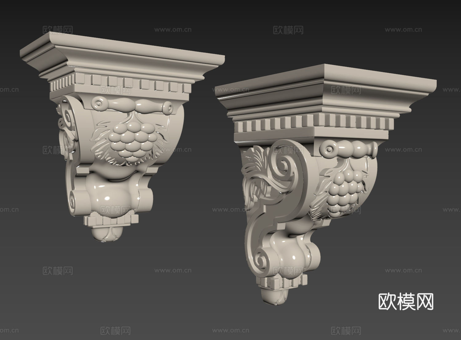 法式柱头 雕花柱头 罗马柱柱头 石膏柱头su模型下载（渲染图2）