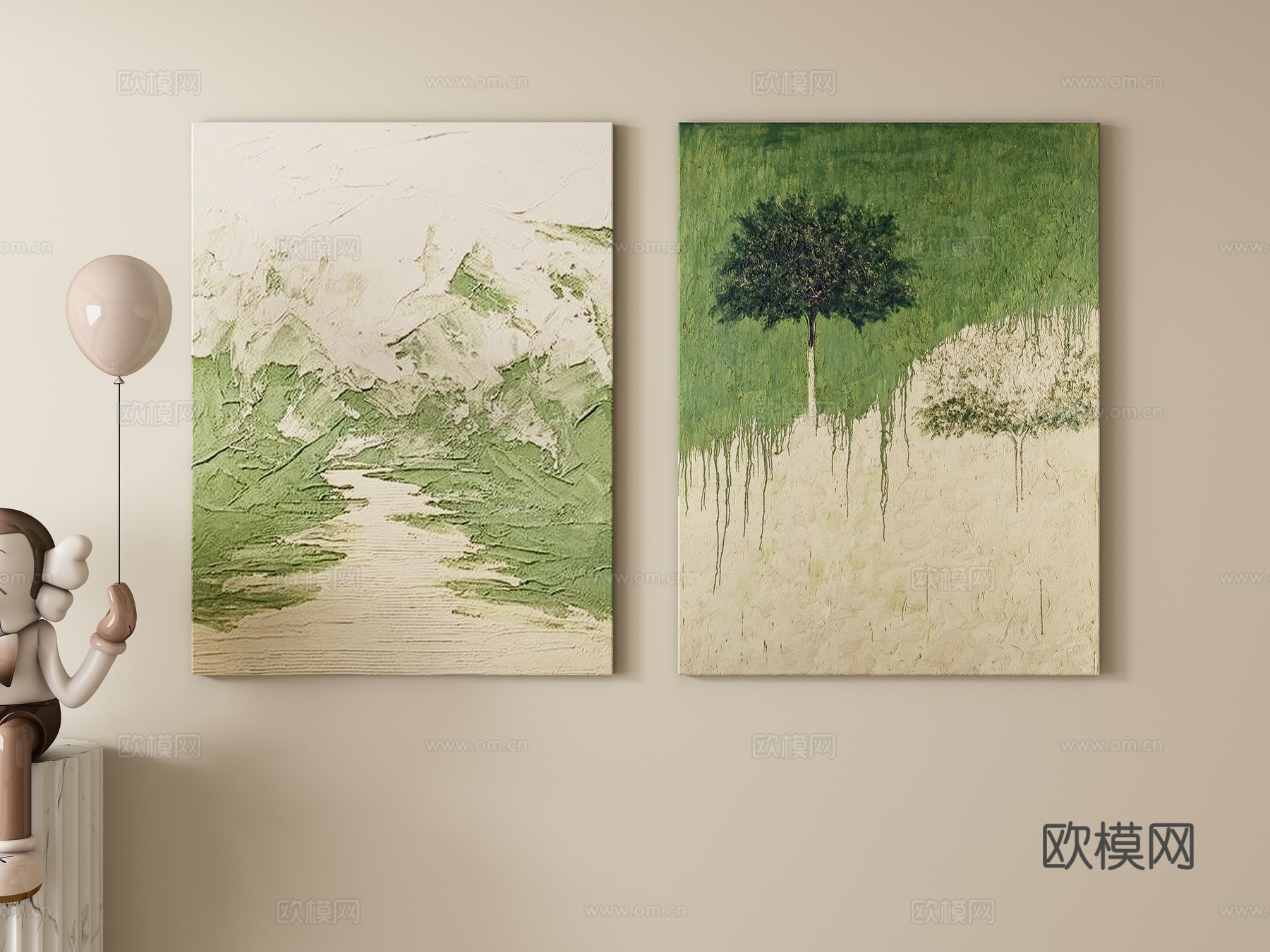 现代奶油风装饰画 挂画3d模型