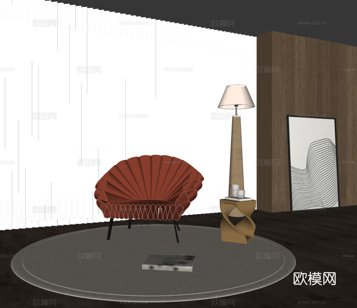 现代意式休闲椅su模型