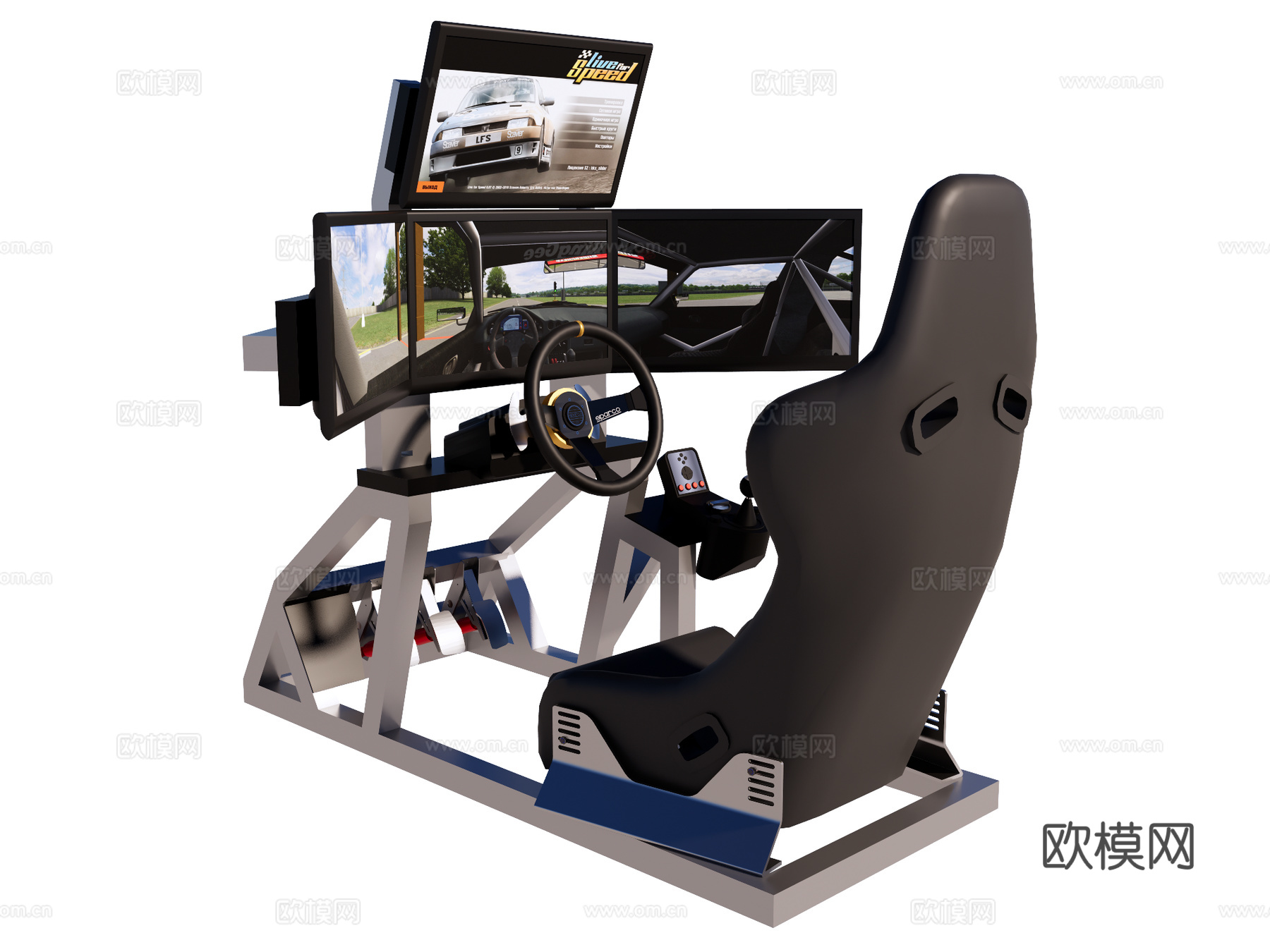 电竞椅 游戏椅 赛车模拟器su模型