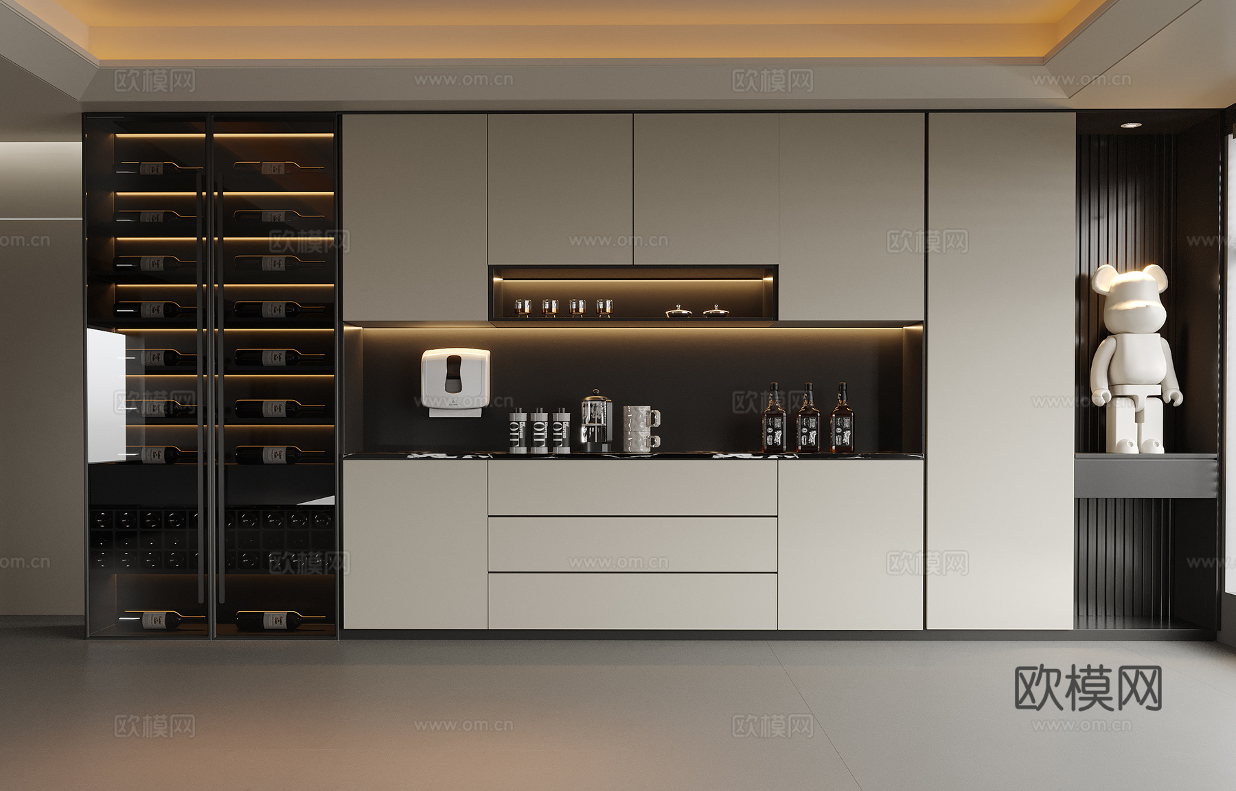现代酒柜 餐边柜su模型