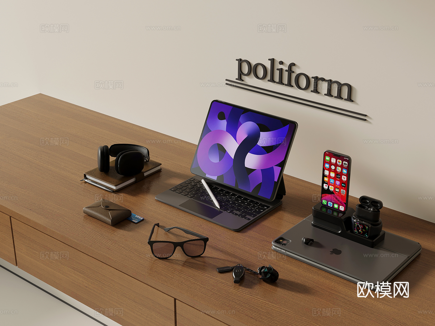 现代平板电脑 办公用品3d模型
