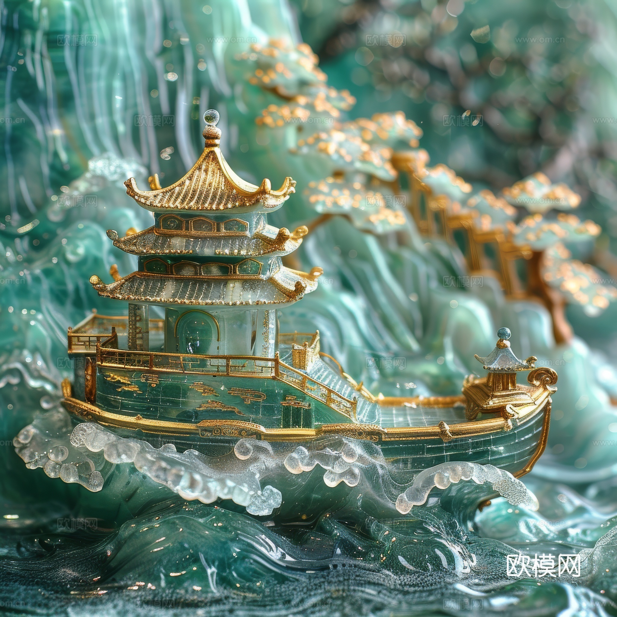 高清新款大美国风国潮元素中式美学壁画壁纸背景下载