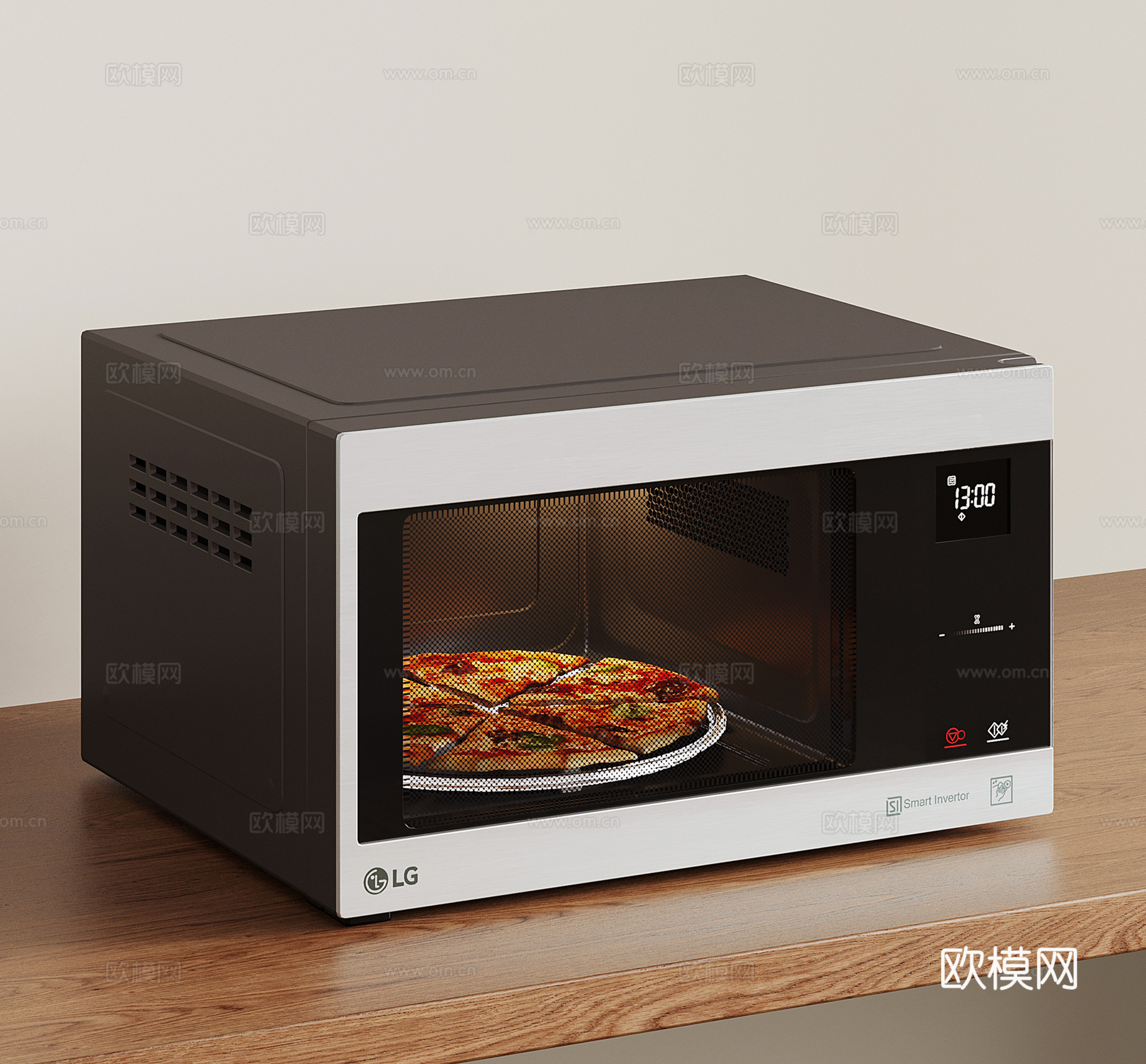 现代微波炉 厨房电器 披萨 食物3d模型