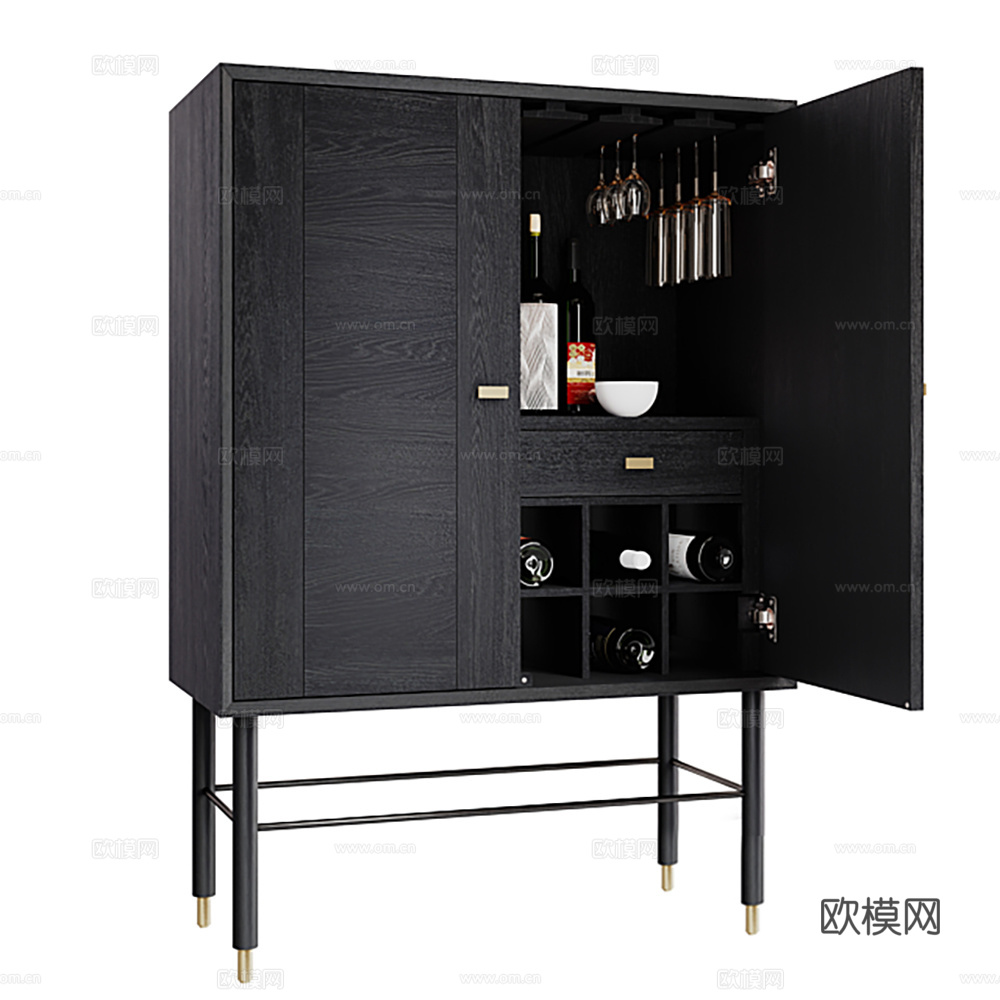 酒柜 成品柜 储物柜3d模型