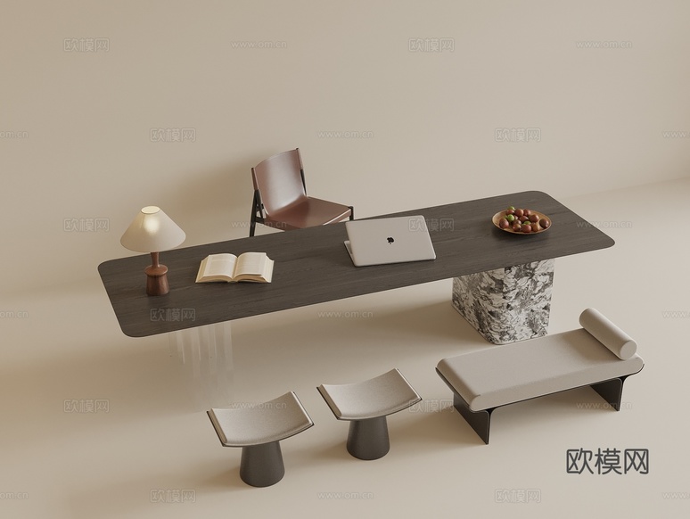 現(xiàn)代書(shū)桌椅3d模型下載