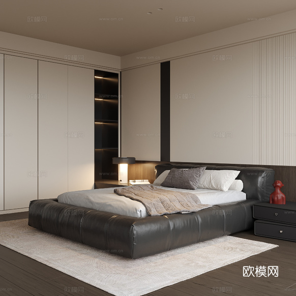 現(xiàn)代臥室 雙人床3d模型下載