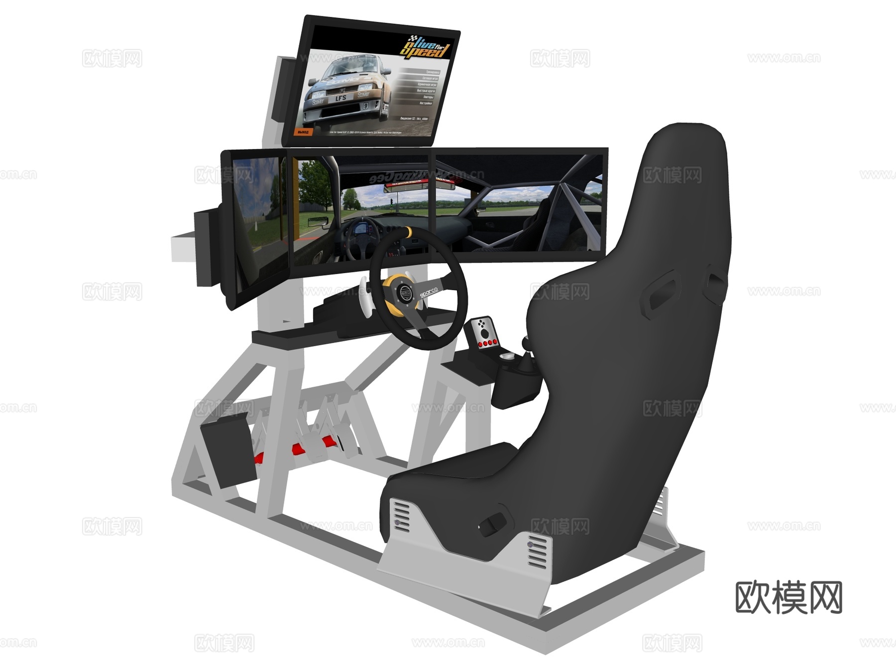 电竞椅 游戏椅 赛车模拟器su模型