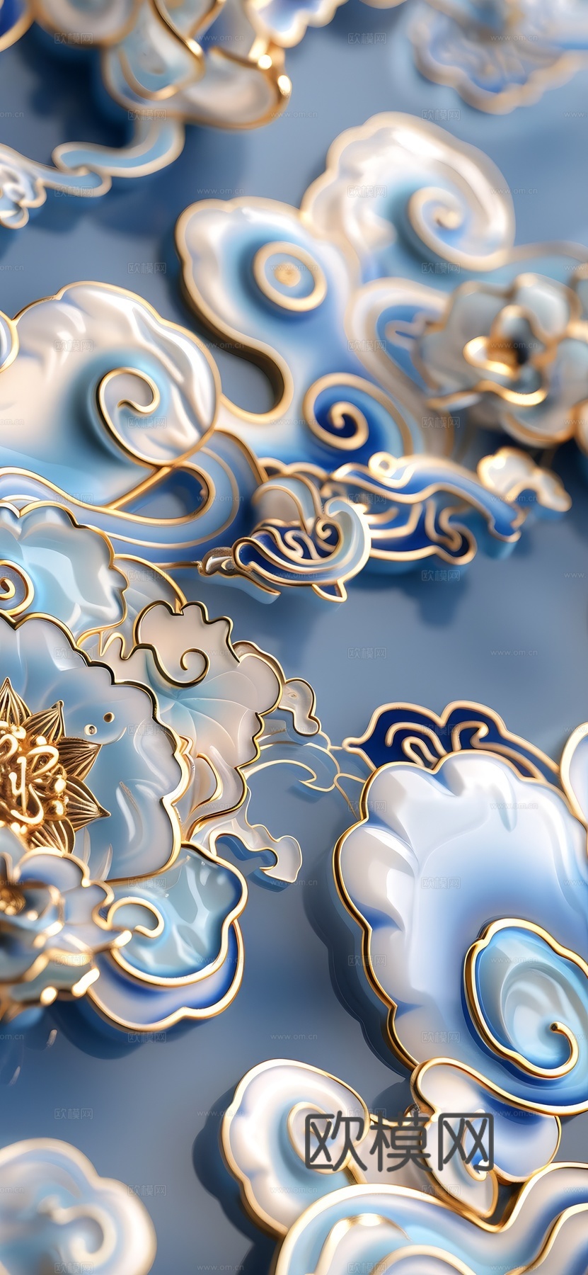 高清新款大美国风国潮元素中式美学壁画壁纸背景