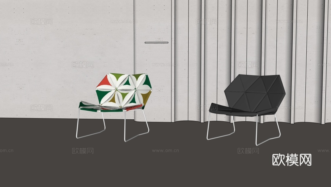 Moroso现代休闲椅su模型下载（渲染图3）