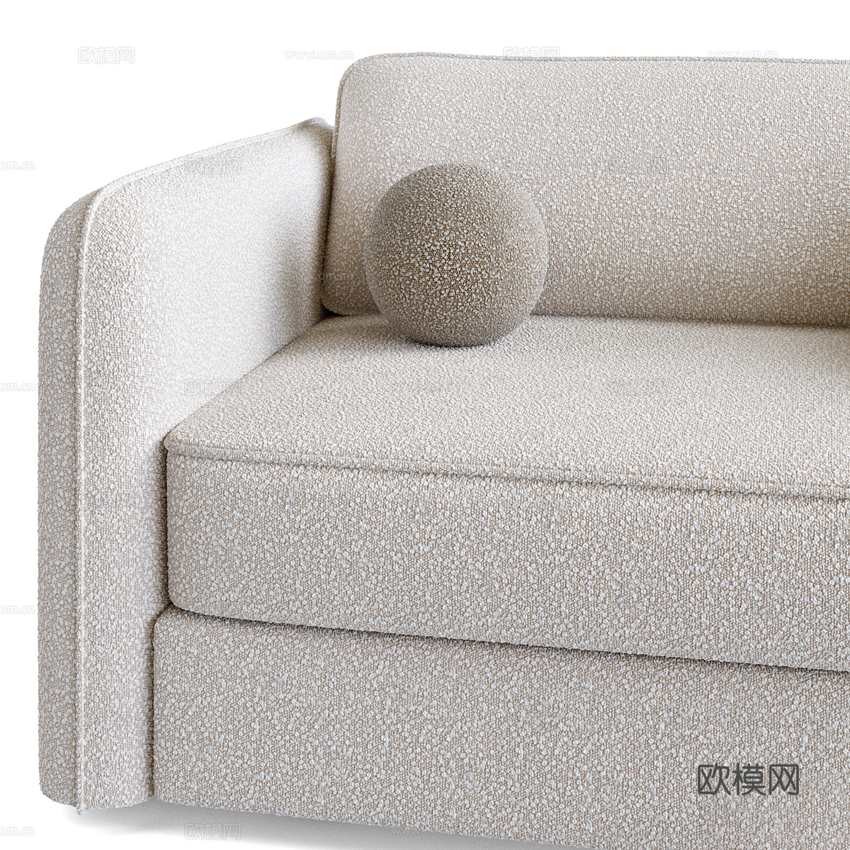 现代奶油风布艺休闲沙发3d模型