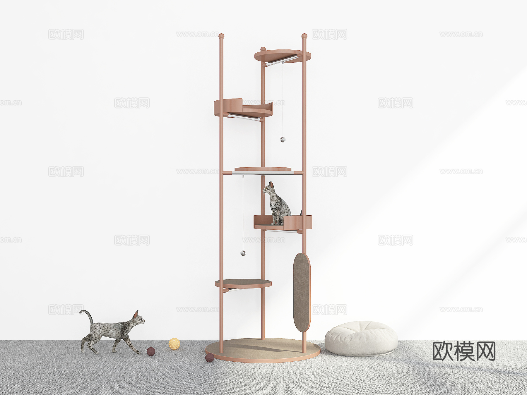 现代爬猫架3d模型