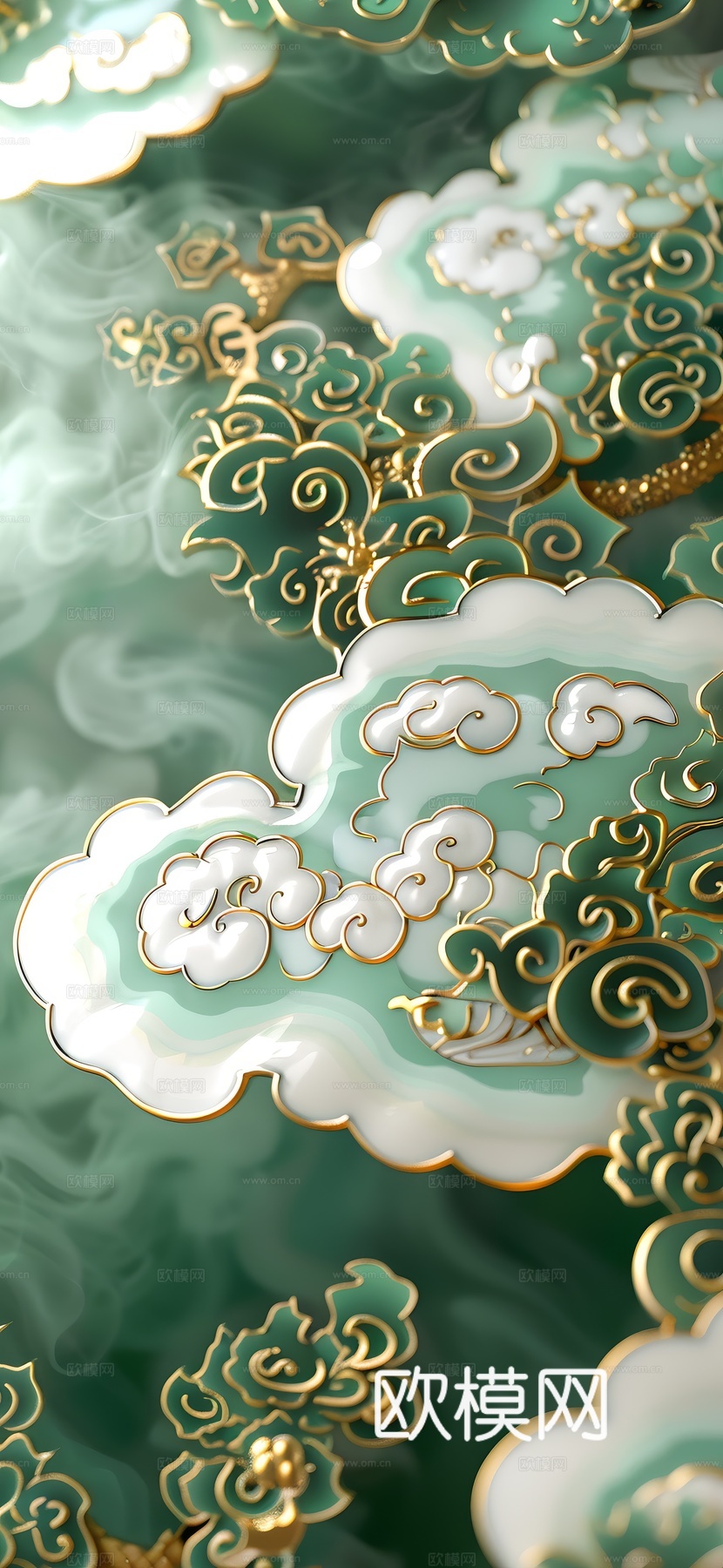 高清新款大美国风国潮元素中式美学壁画壁纸背景下载