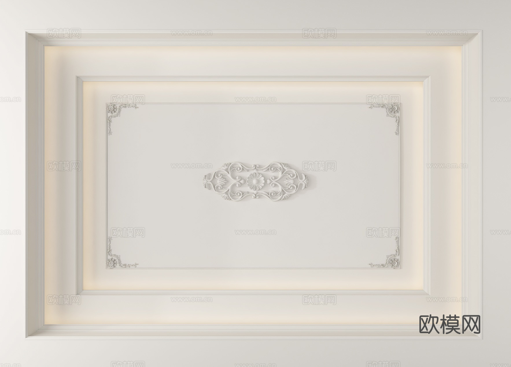 欧式室内装修石膏雕花吊顶su模型