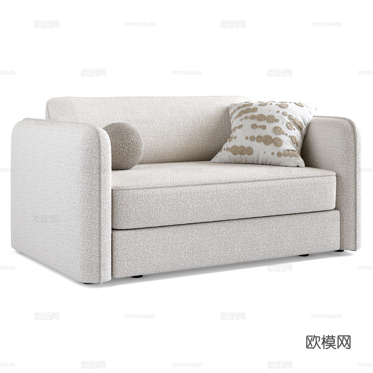 现代奶油风布艺休闲沙发3d模型