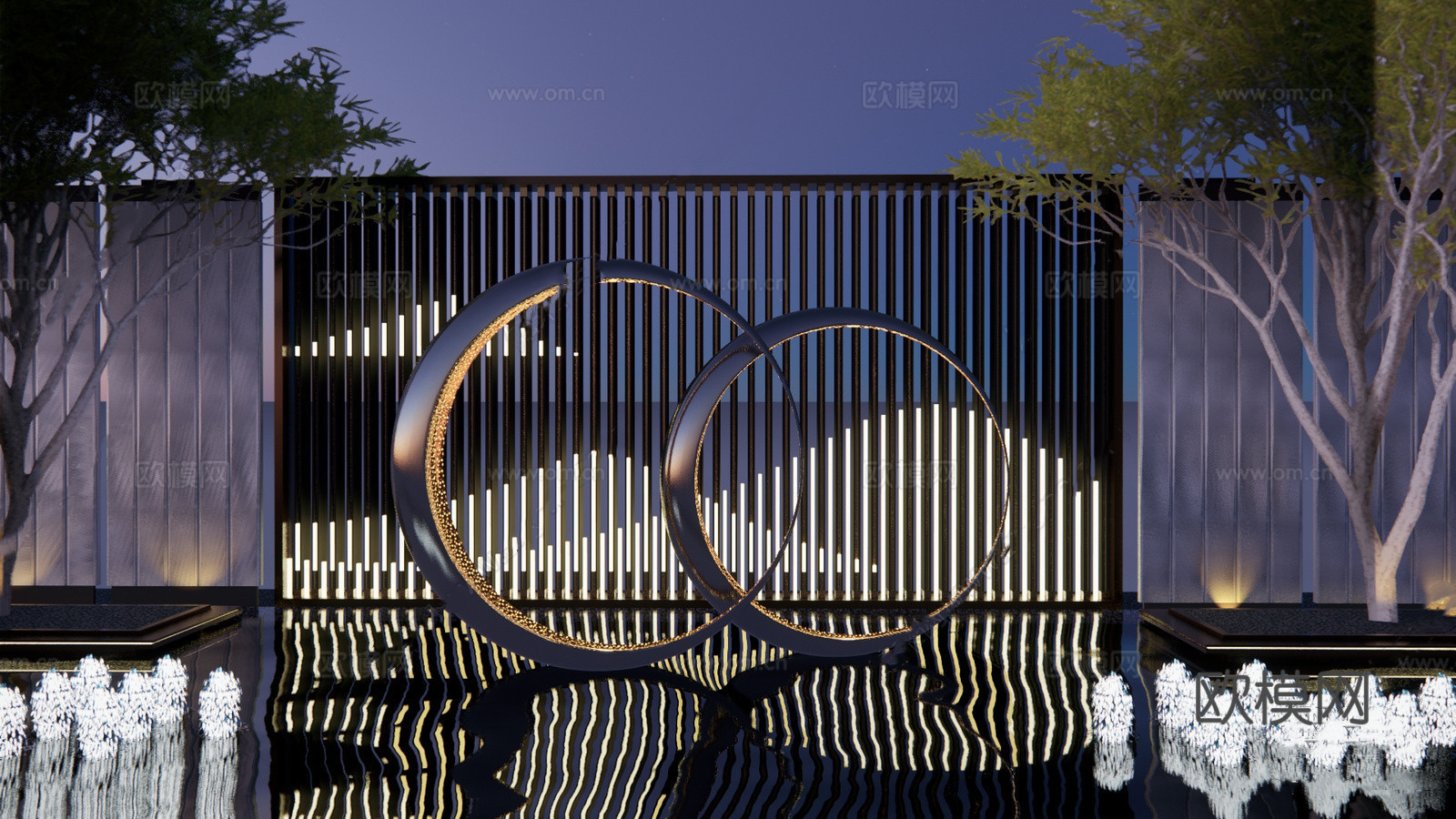 现代景观雕塑 镂空雕塑 抽象su模型