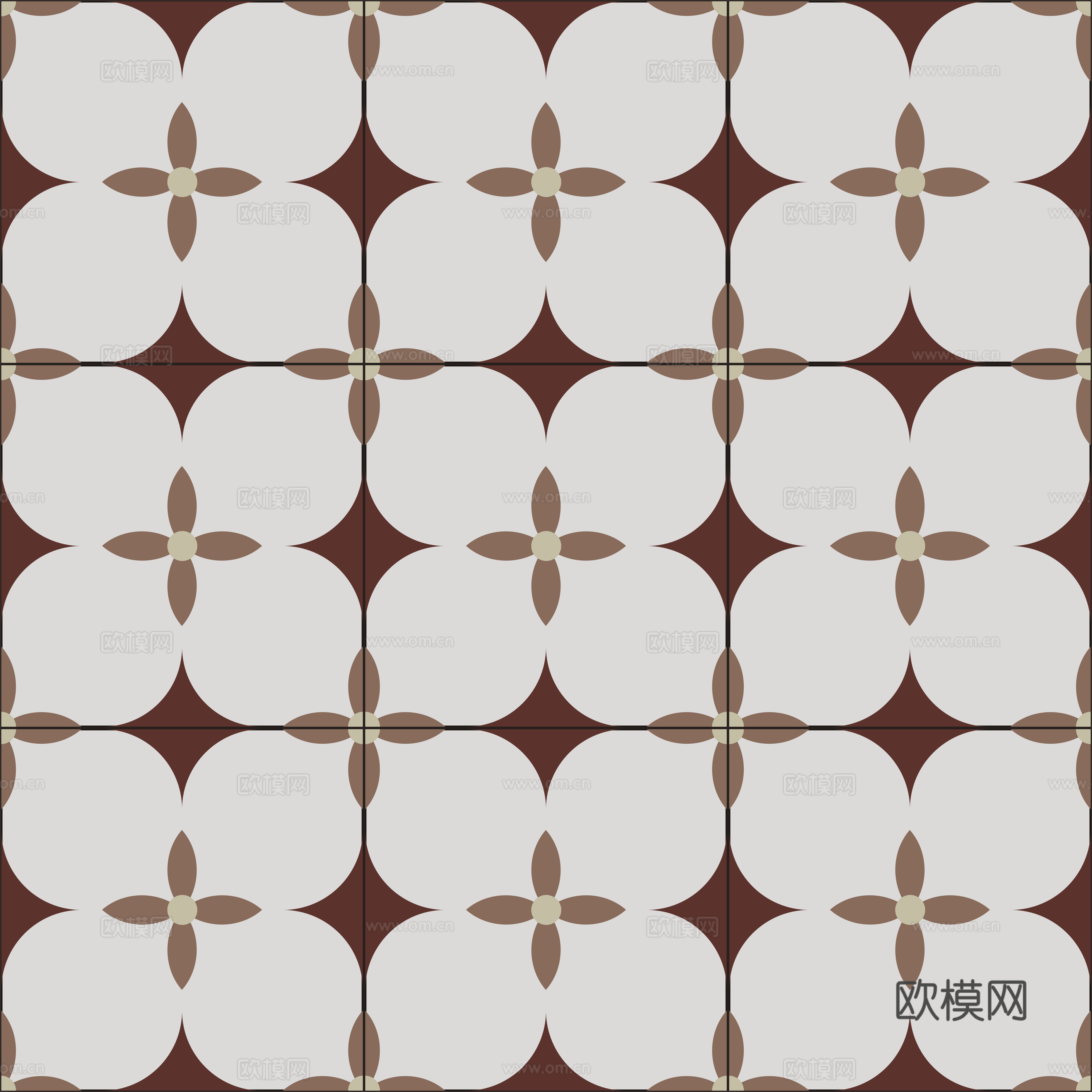 无缝中古复古花砖贴图