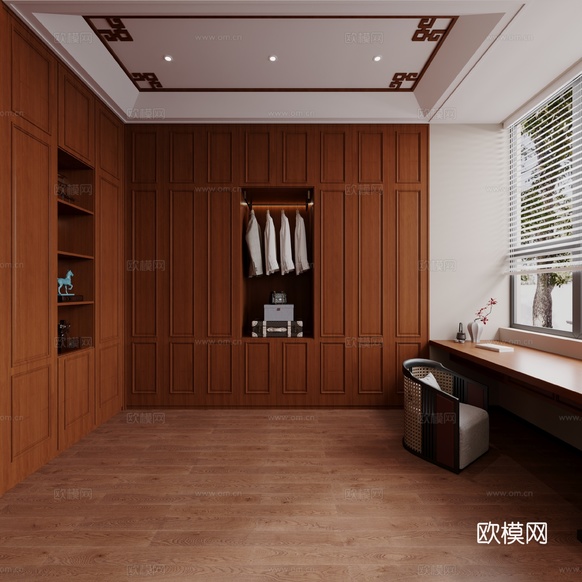 中式衣帽間3d模型下載