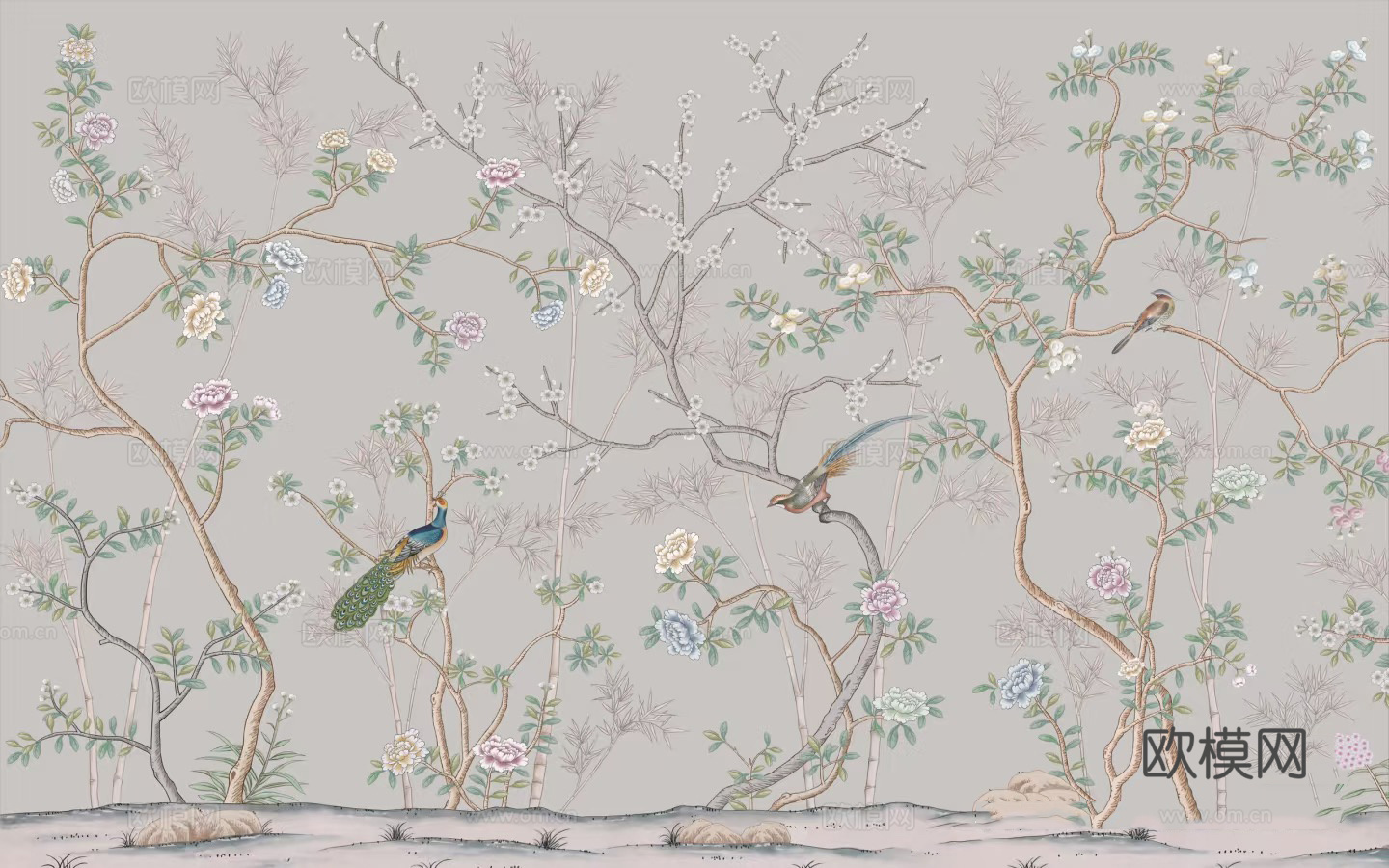 美式花鸟壁纸