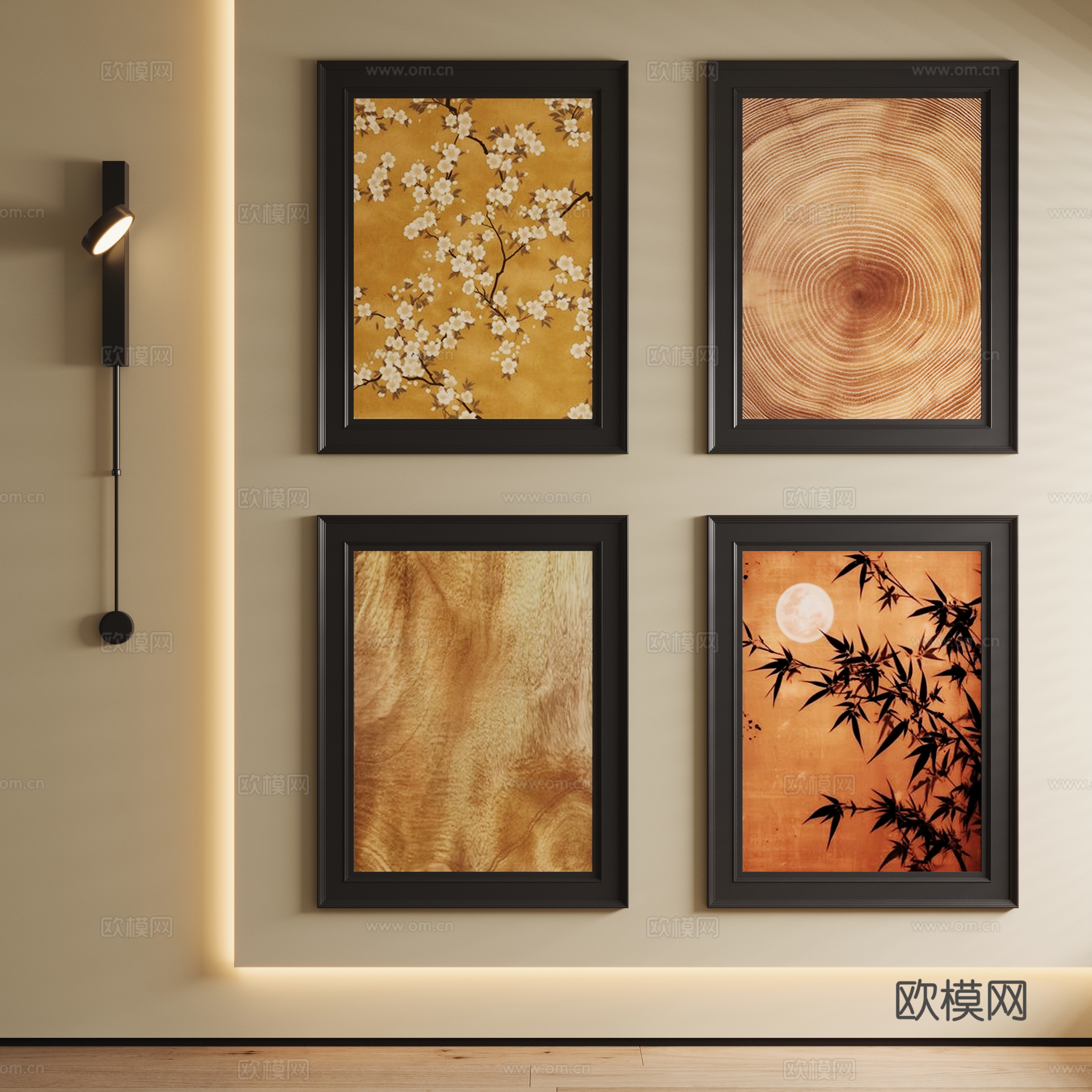 新中式组合装饰画3d模型