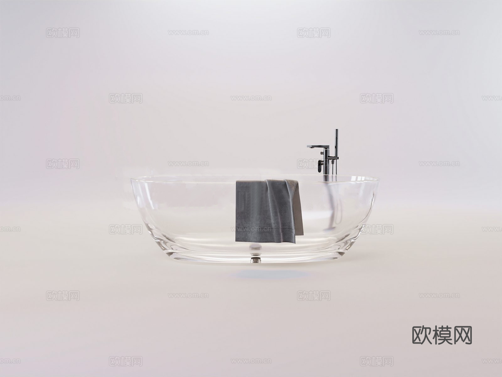 现代简约全透明玻璃浴缸3d模型