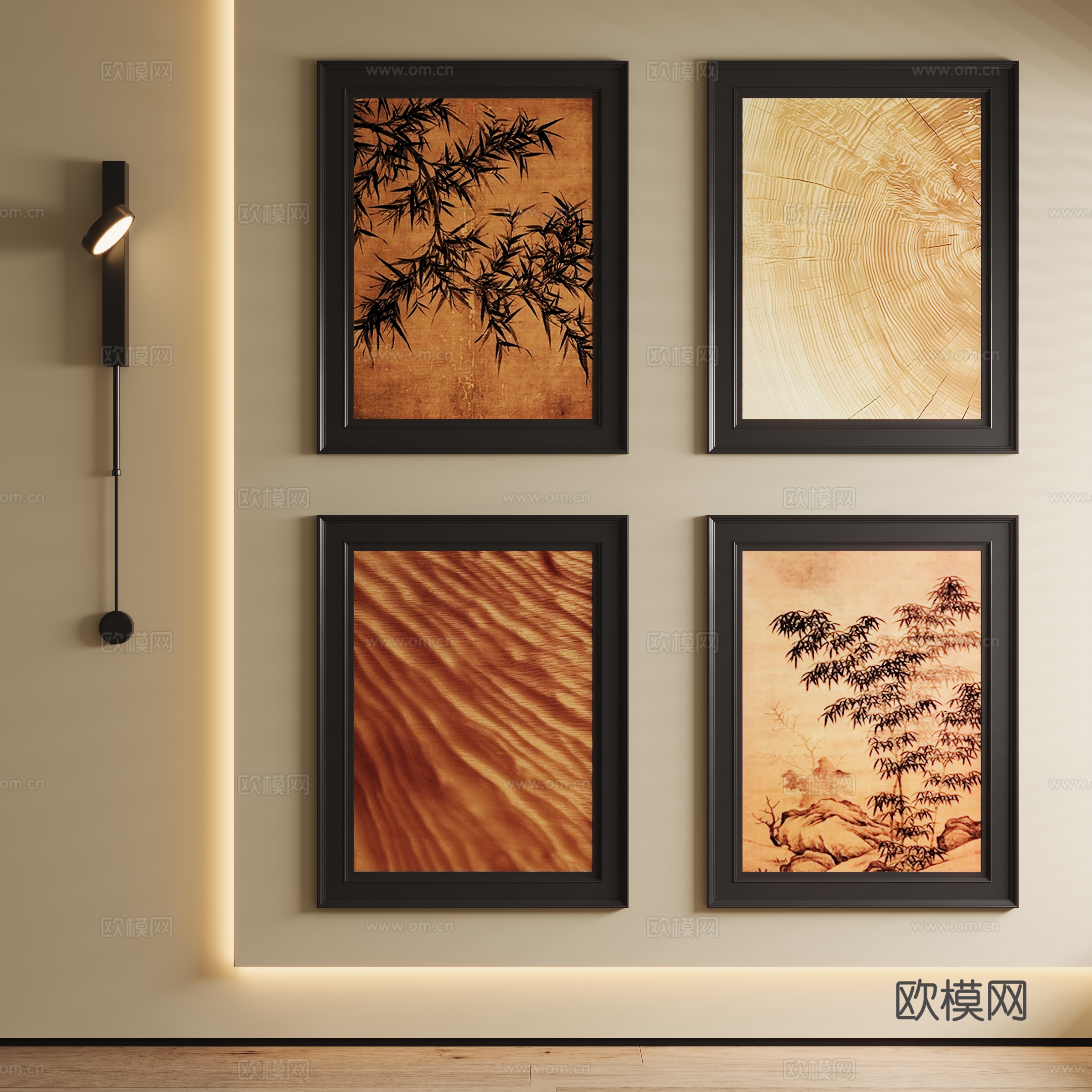 新中式组合装饰画3d模型