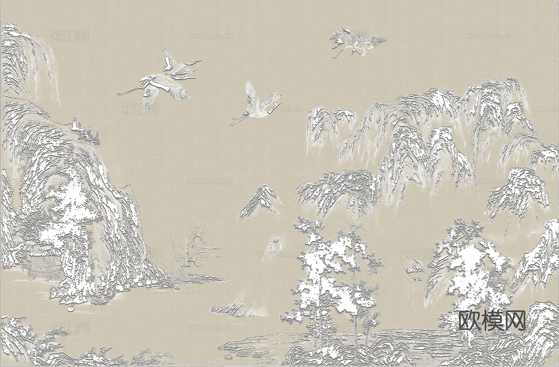 高清新中式楼阁线条肌理背景下载