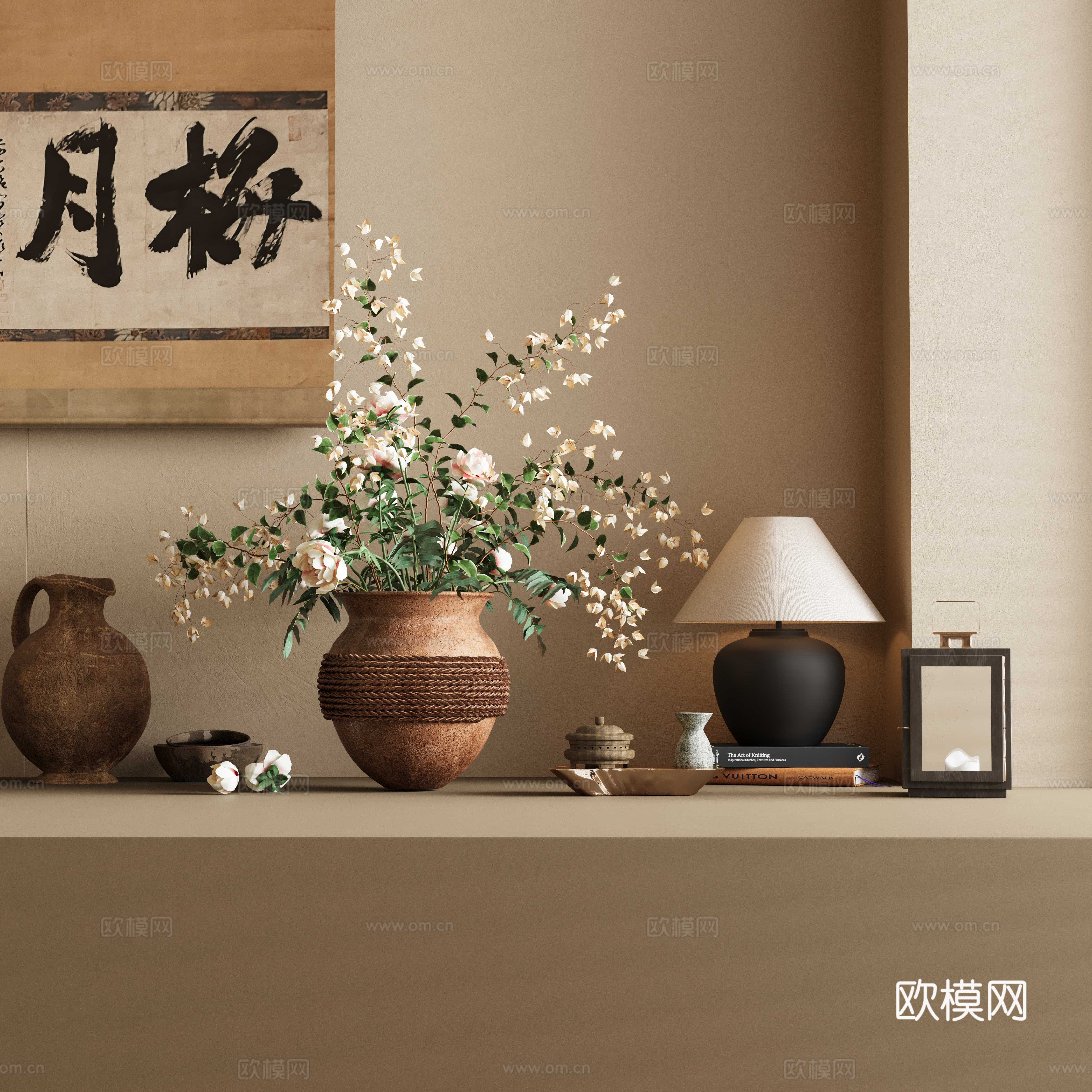 新中式装饰摆件组合3d模型