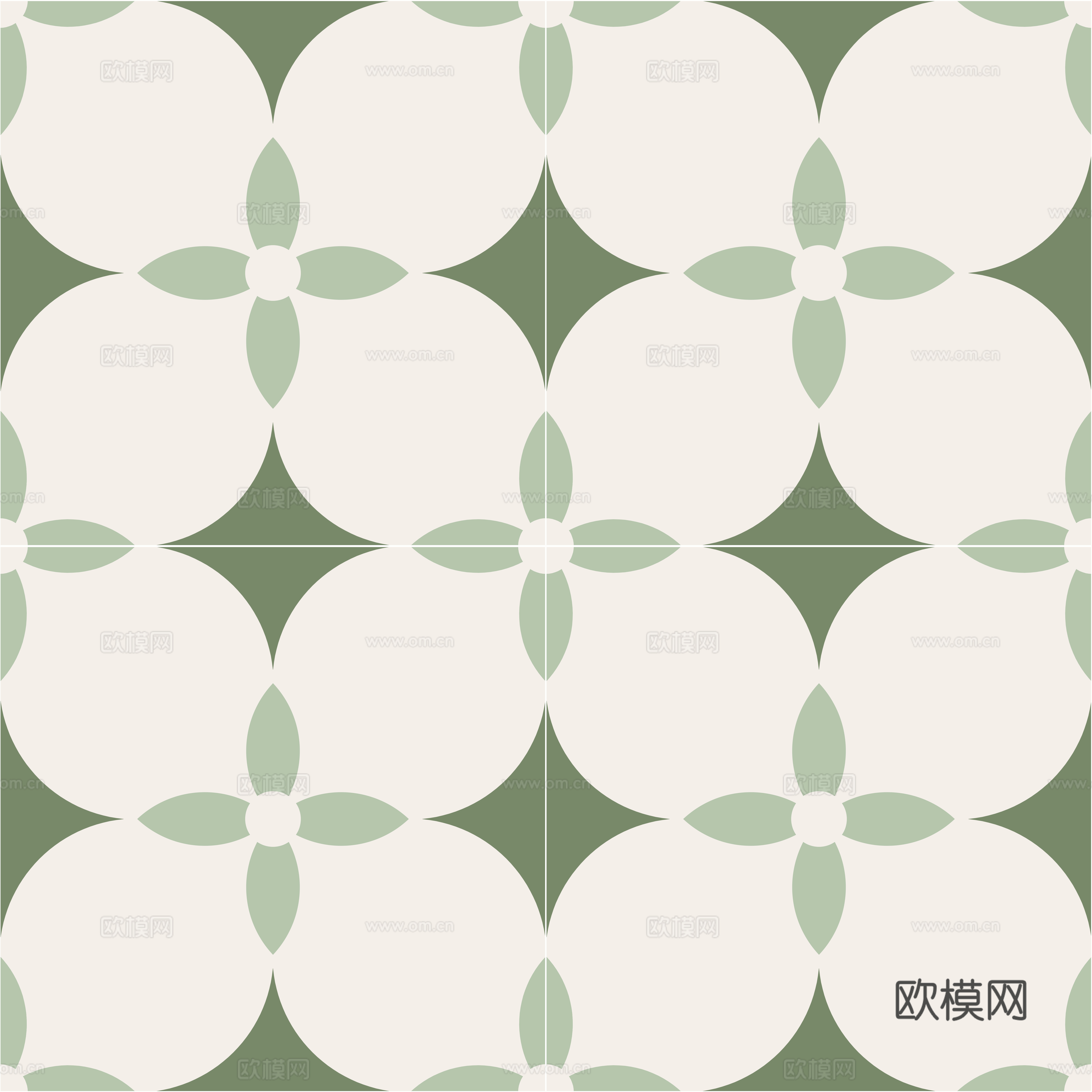 现代奶油其它墙面_绿色花砖贴图