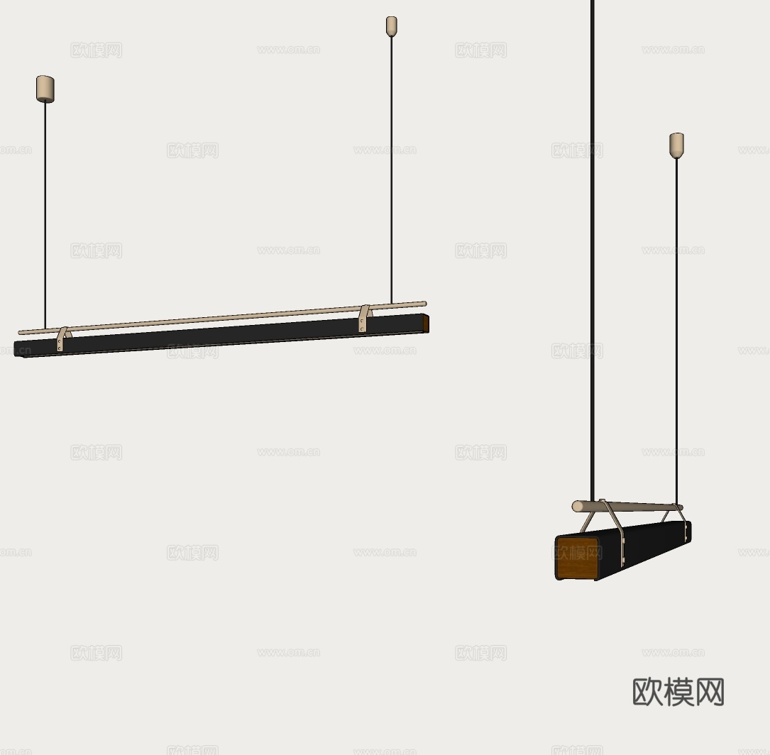 意式一字吊灯 极简长条吊灯 现代餐厅吊灯 吧台吊灯 茶室长条su模型