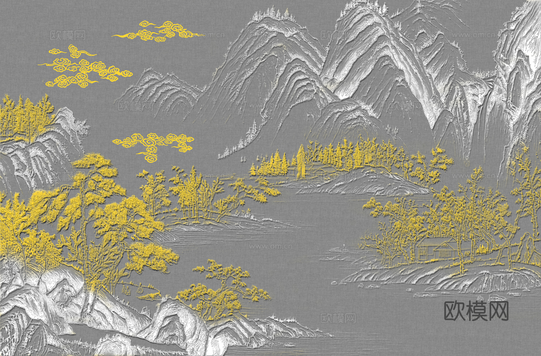 高清新中式楼阁线条肌理背景下载