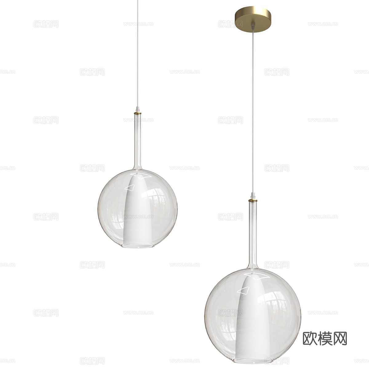 现代意式玻璃吊灯 床头吊灯 玻璃吊灯 轻奢吊灯 小吊灯su模型