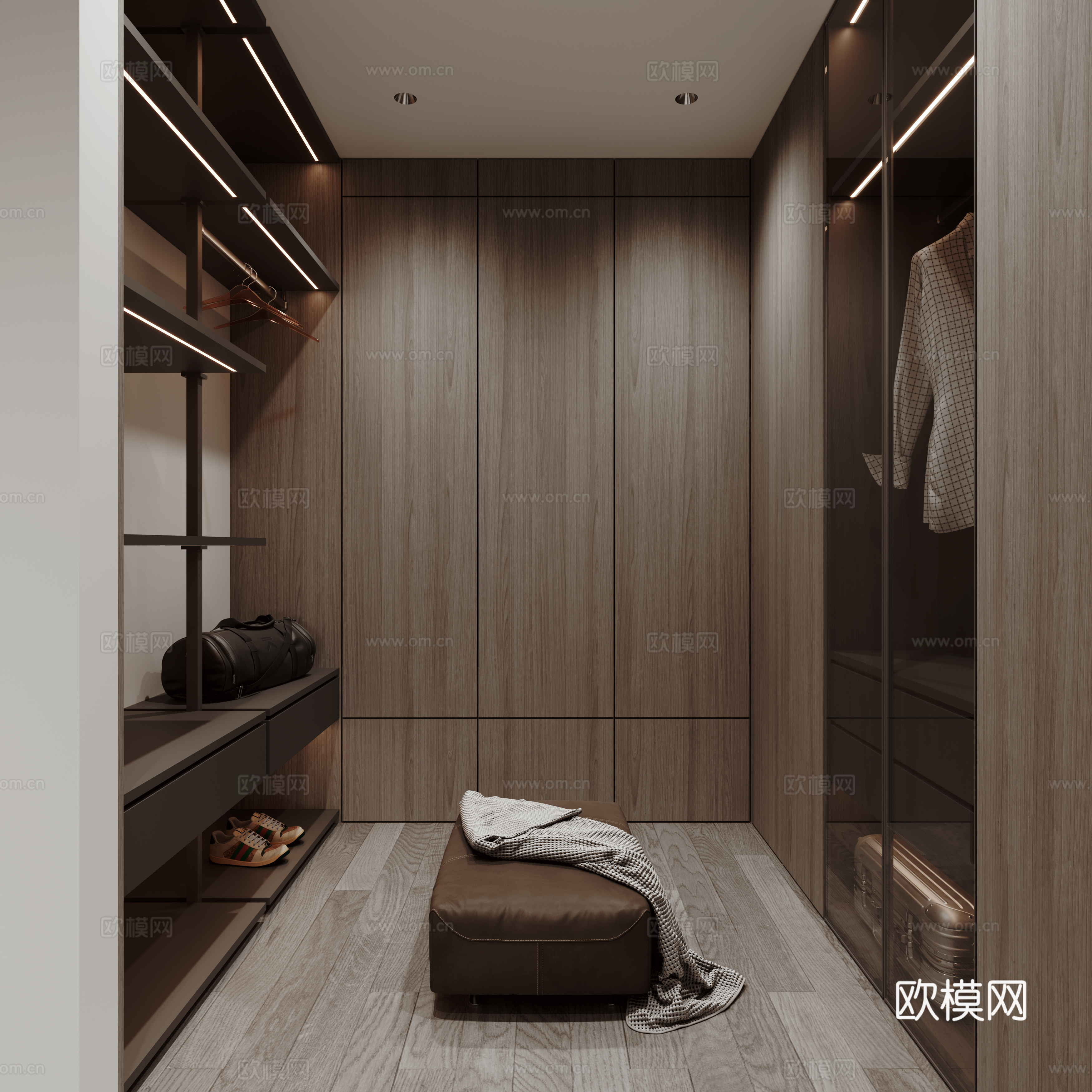 现代意式极简衣帽间3d模型