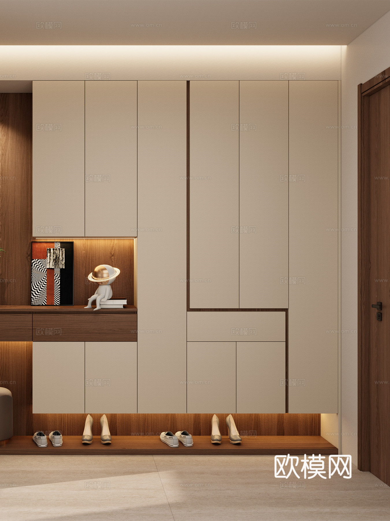 意式 中古风 几何造型 端景柜 鞋柜 悬浮柜 玄关3d模型