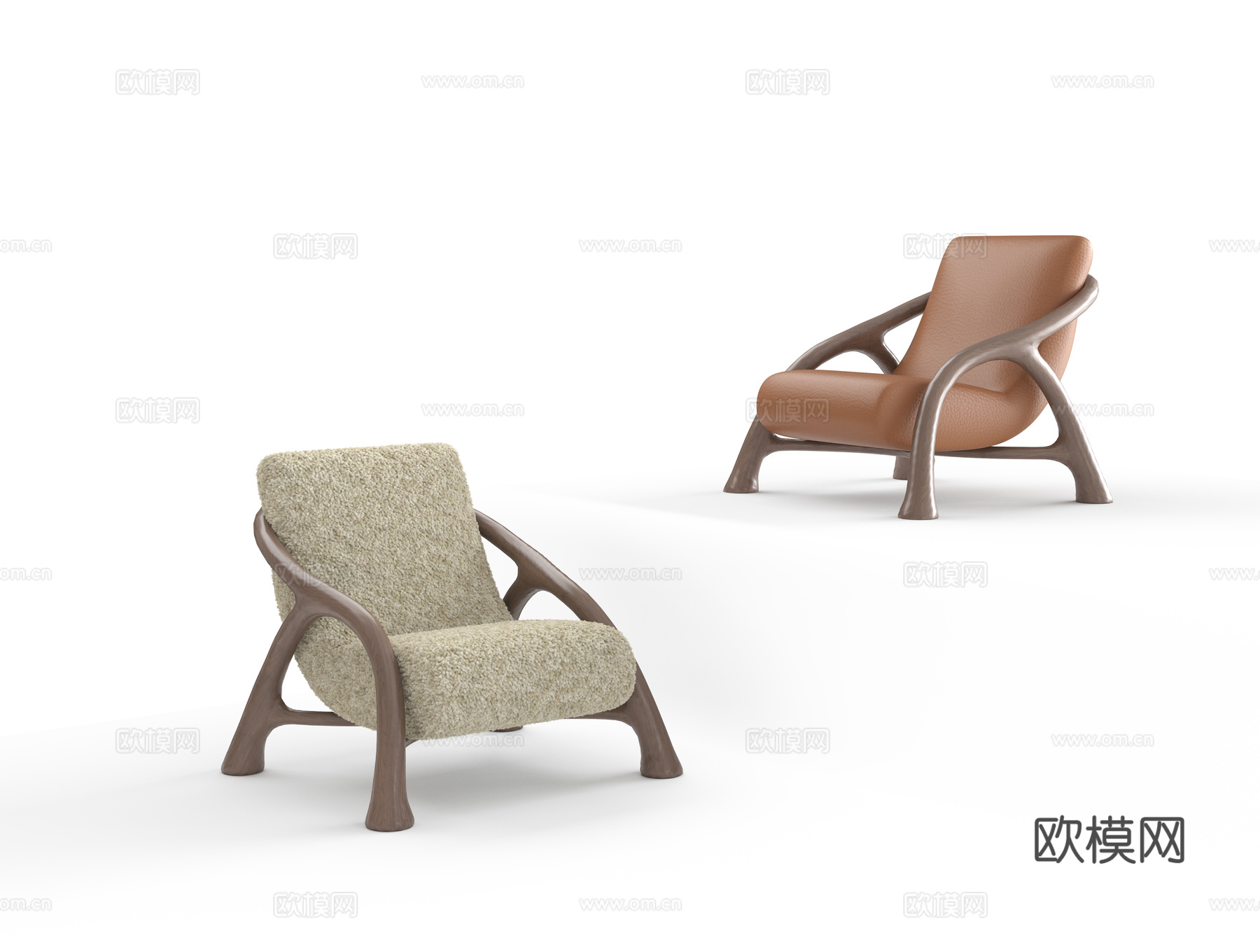 意式真皮组合沙发3d模型