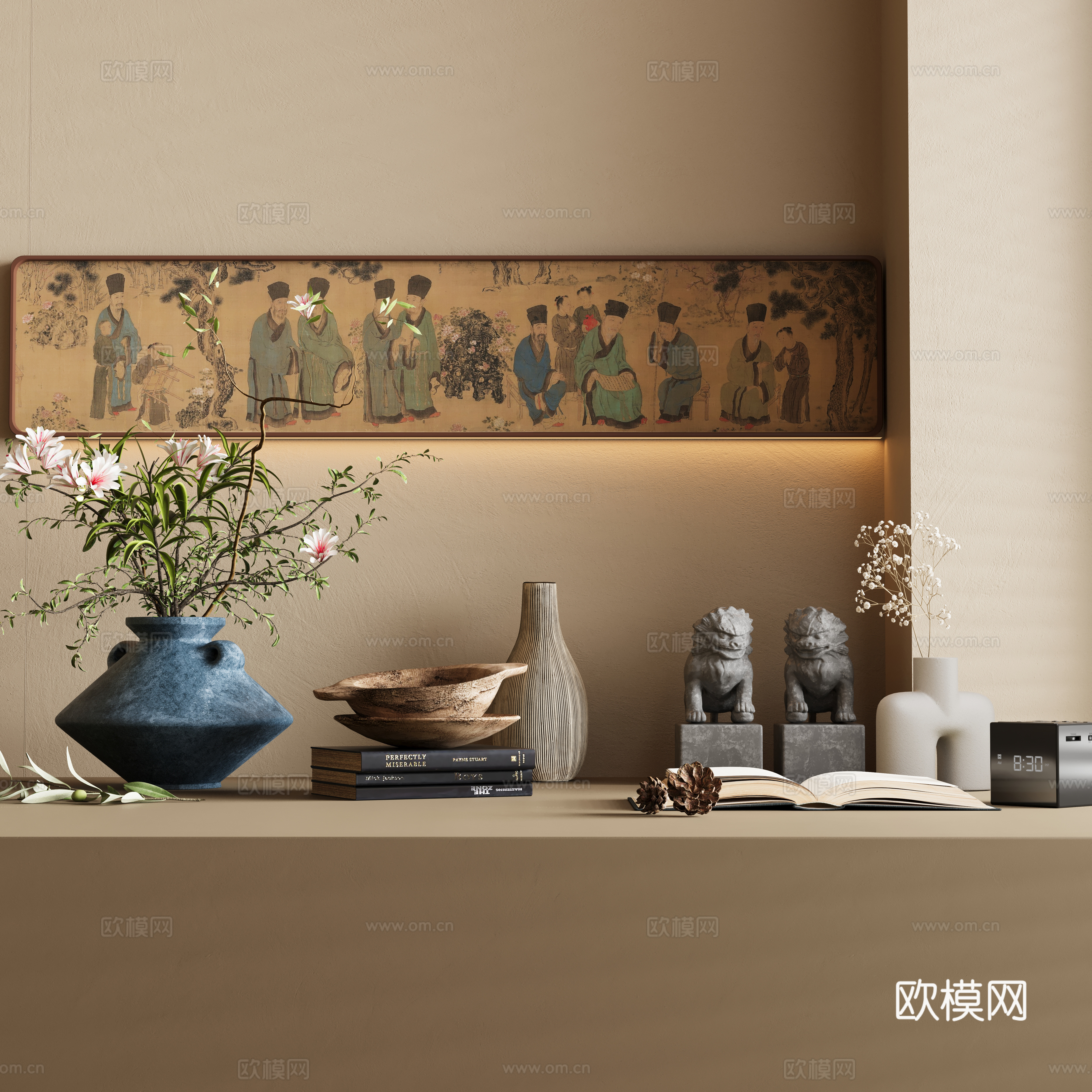新中式装饰摆件组合3d模型
