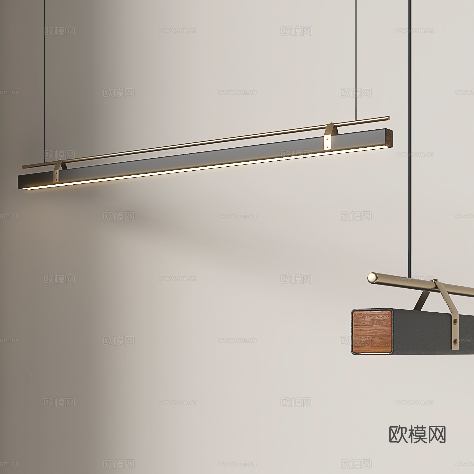 意式一字吊灯 极简长条吊灯 现代餐厅吊灯 吧台吊灯 茶室长条su模型