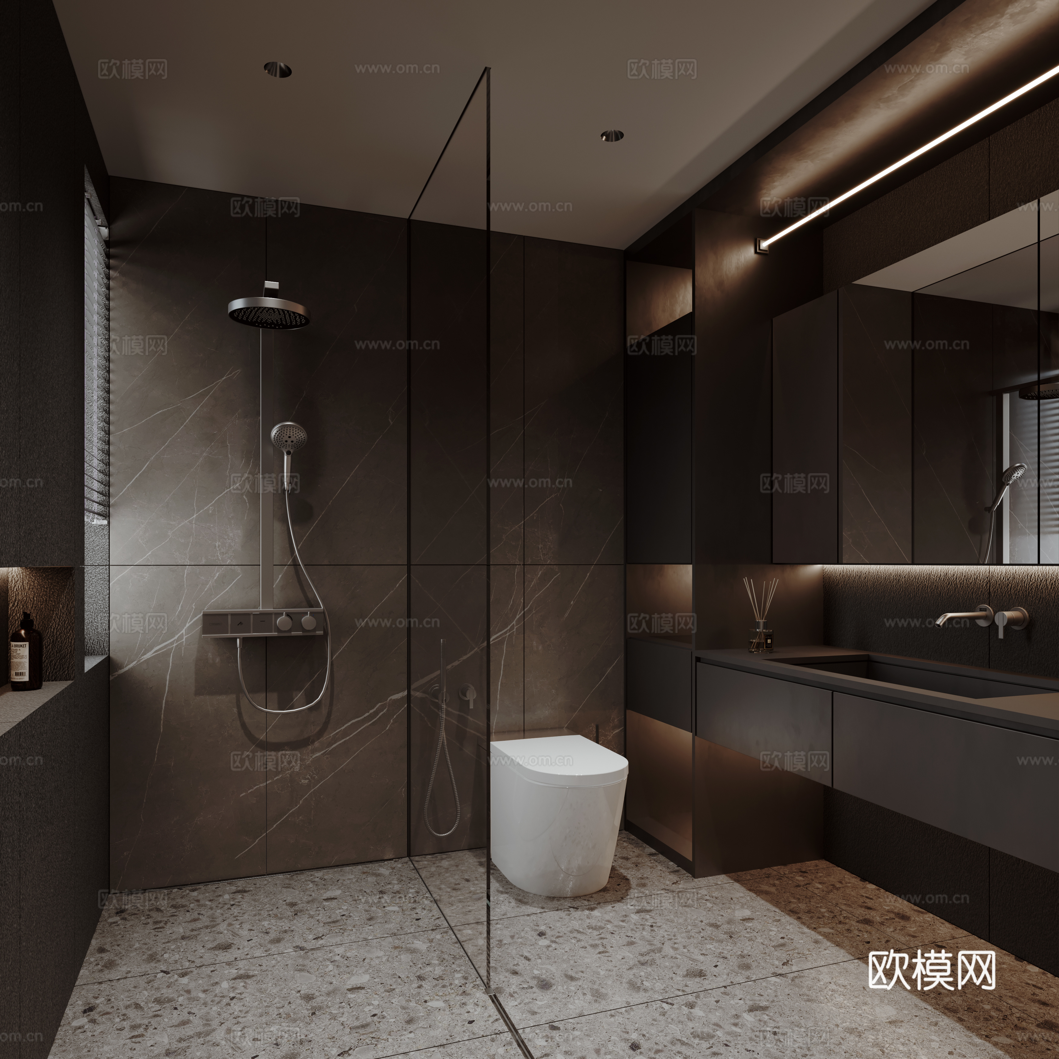 现代极简卫生间3d模型